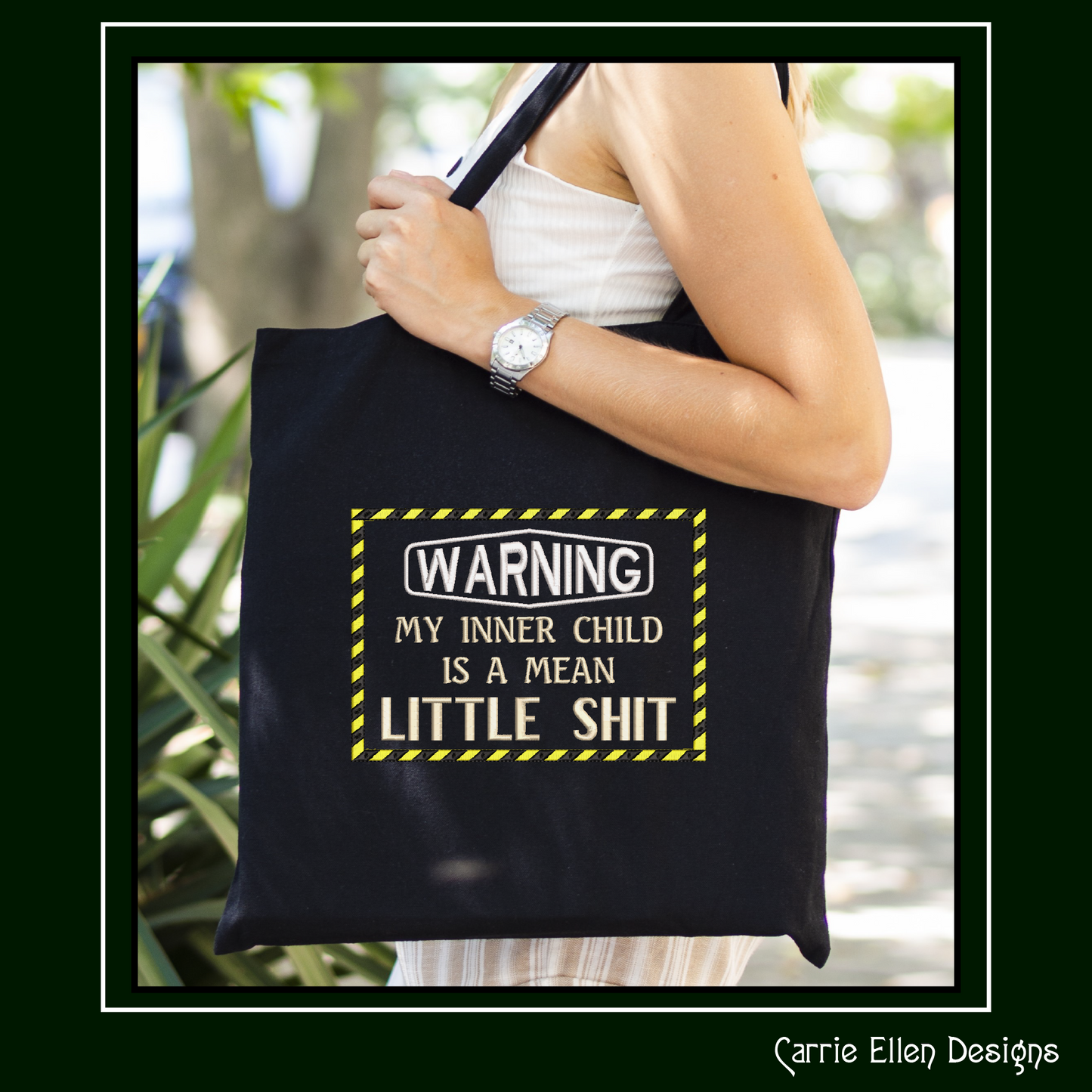 Snarky Warning Machine Embroidery Design, Sarcastic Embroidery Saying, Warning My Inner Child is a Little Shit, 6 Sizes (2329)