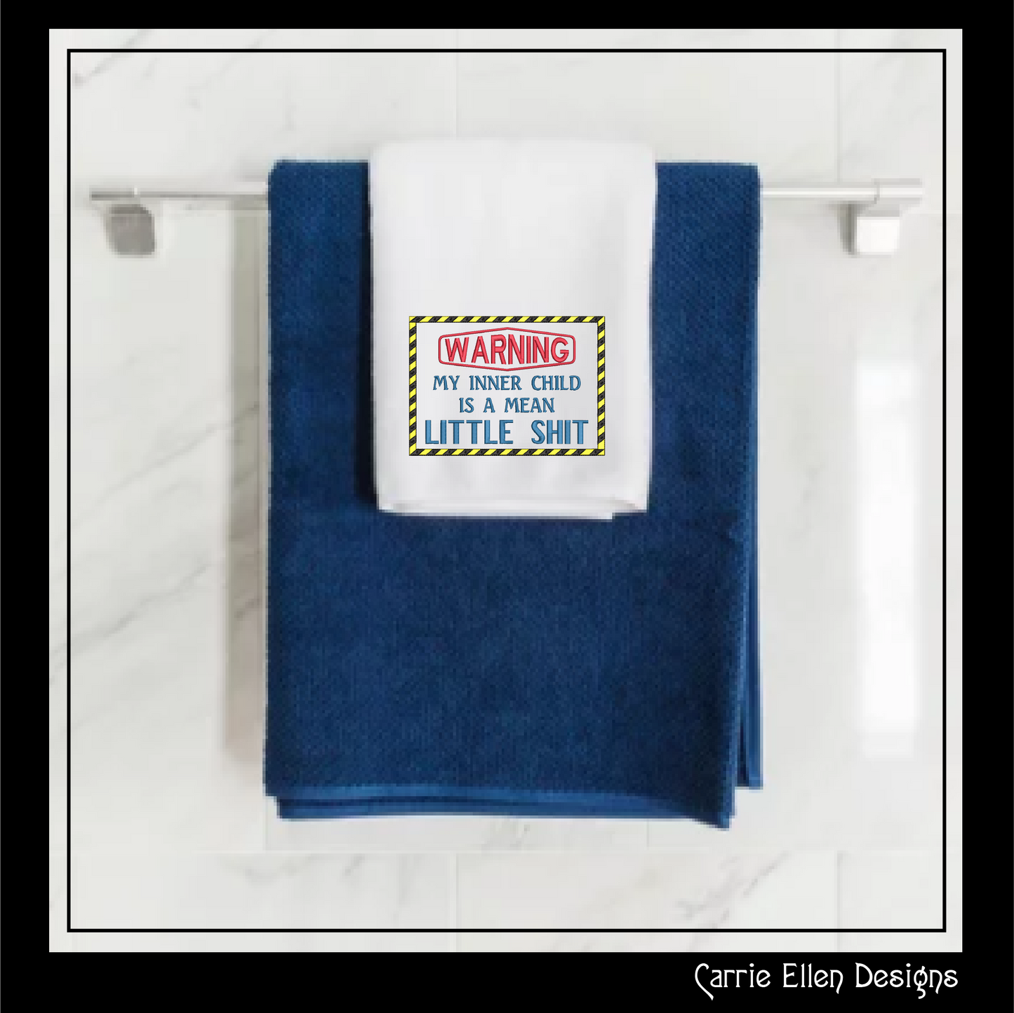 Snarky Warning Machine Embroidery Design, Sarcastic Embroidery Saying, Warning My Inner Child is a Little Shit, 6 Sizes (2329)