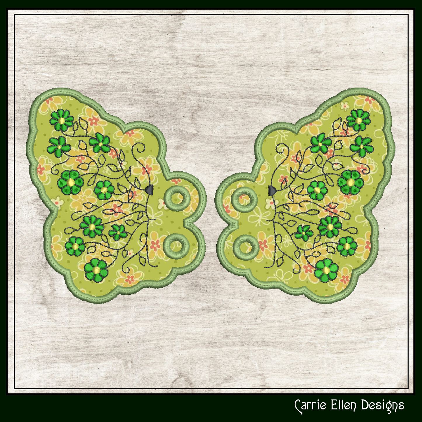 Floral Butterfly Shoe Wing Machine Embroidery Design – ITH Shoelace Charms for Shoes and Boots – 4x4 & 5x7 Hoop (2336)