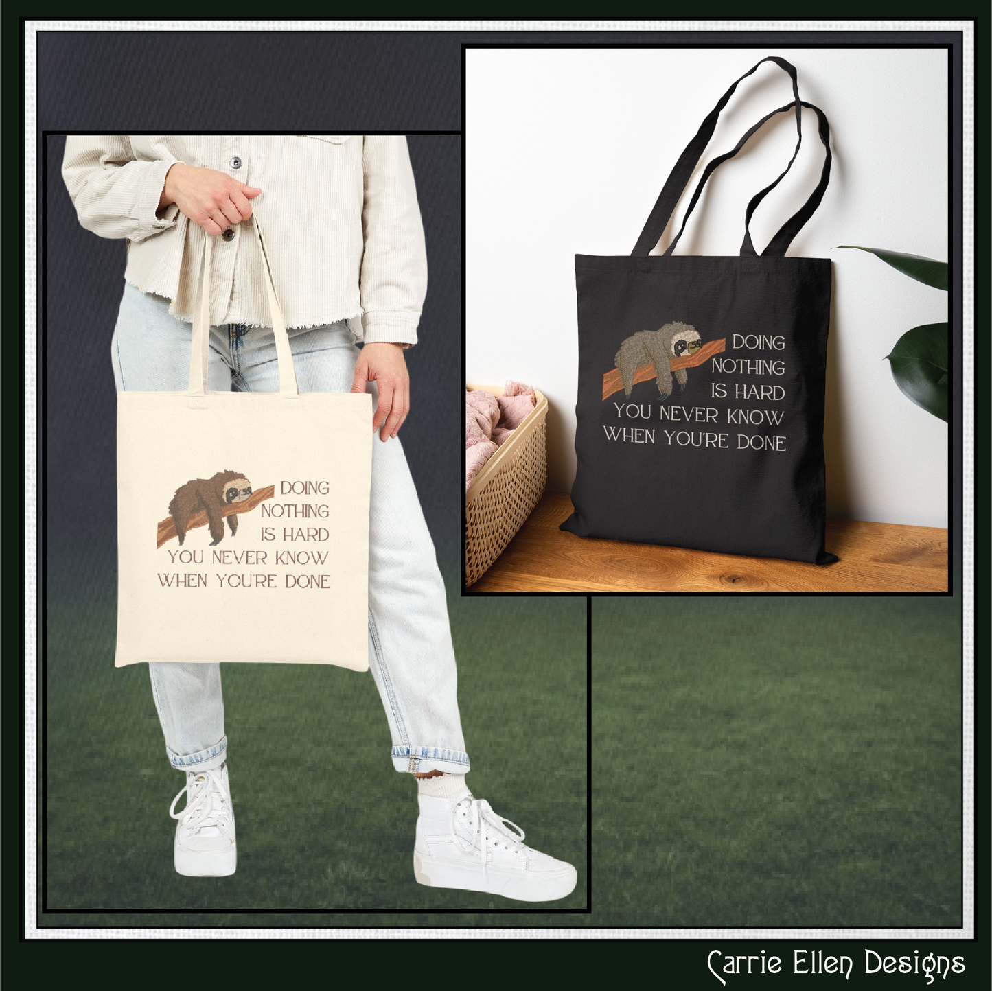 Do Nothing Sloth Machine Embroidery Design Saying – Funny Lazy Sloth Quote Pattern, 6 Sizes (2339)