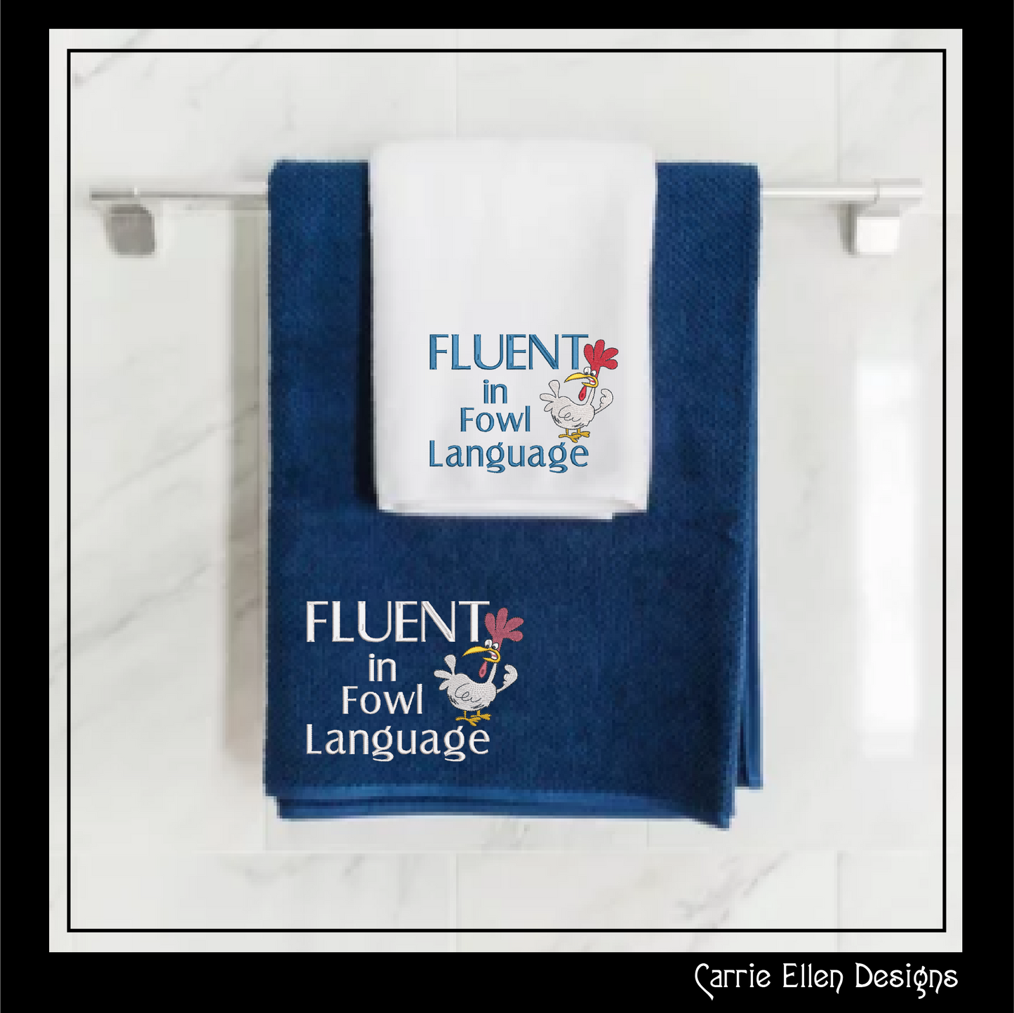 Fluent In Fowl Language Machine Embroidery Design | Funny Bird Saying | Sarcastic Farm Animal Humor, 6 Sizes (2364)