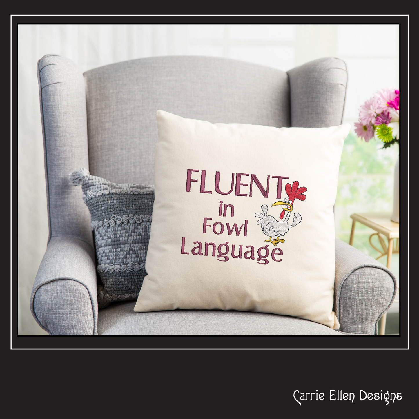 Fluent In Fowl Language Machine Embroidery Design | Funny Bird Saying | Sarcastic Farm Animal Humor, 6 Sizes (2364)