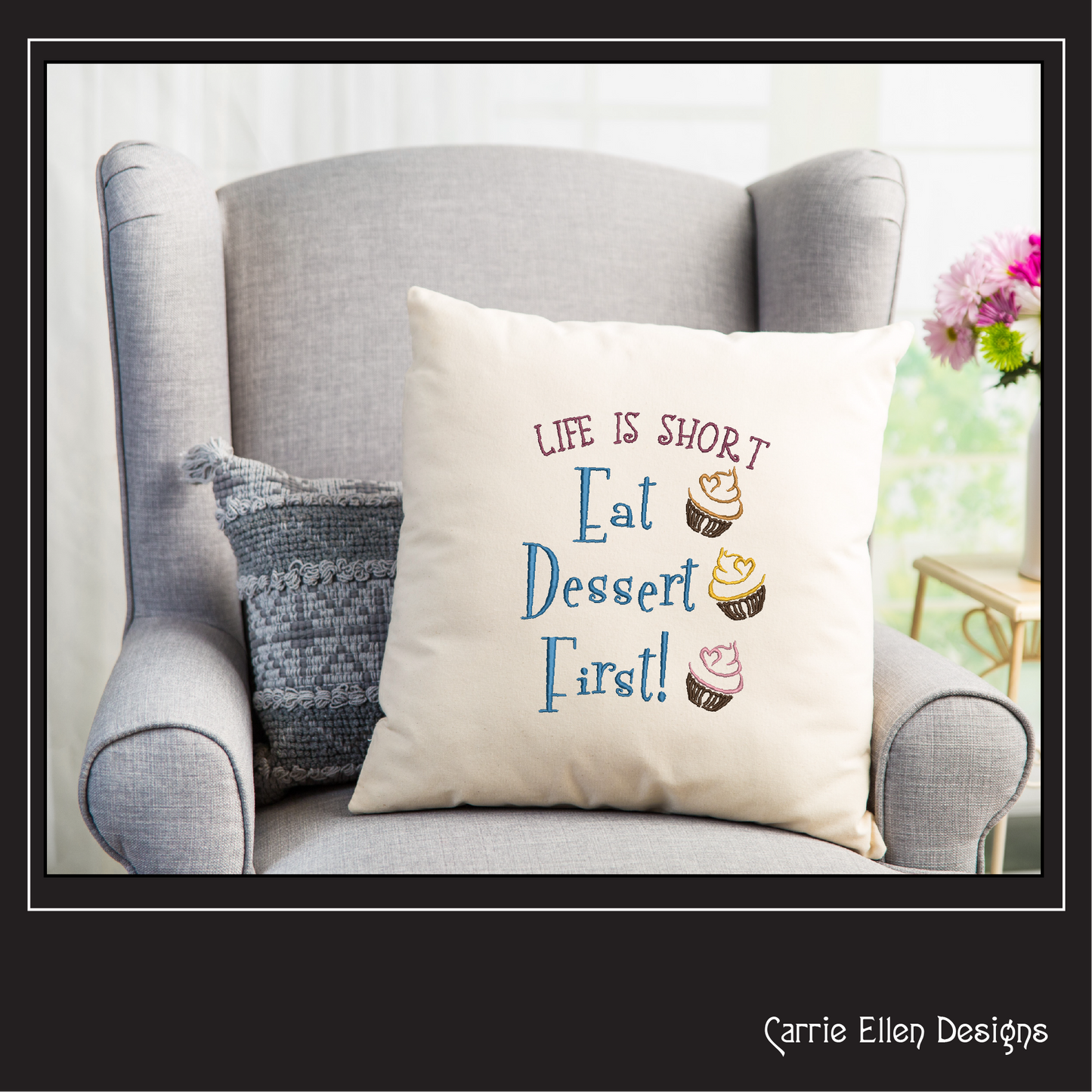 Life is Short, Eat Desert First – Funny Kitchen Machine Embroidery Design Saying | 6 Sizes (2370)
