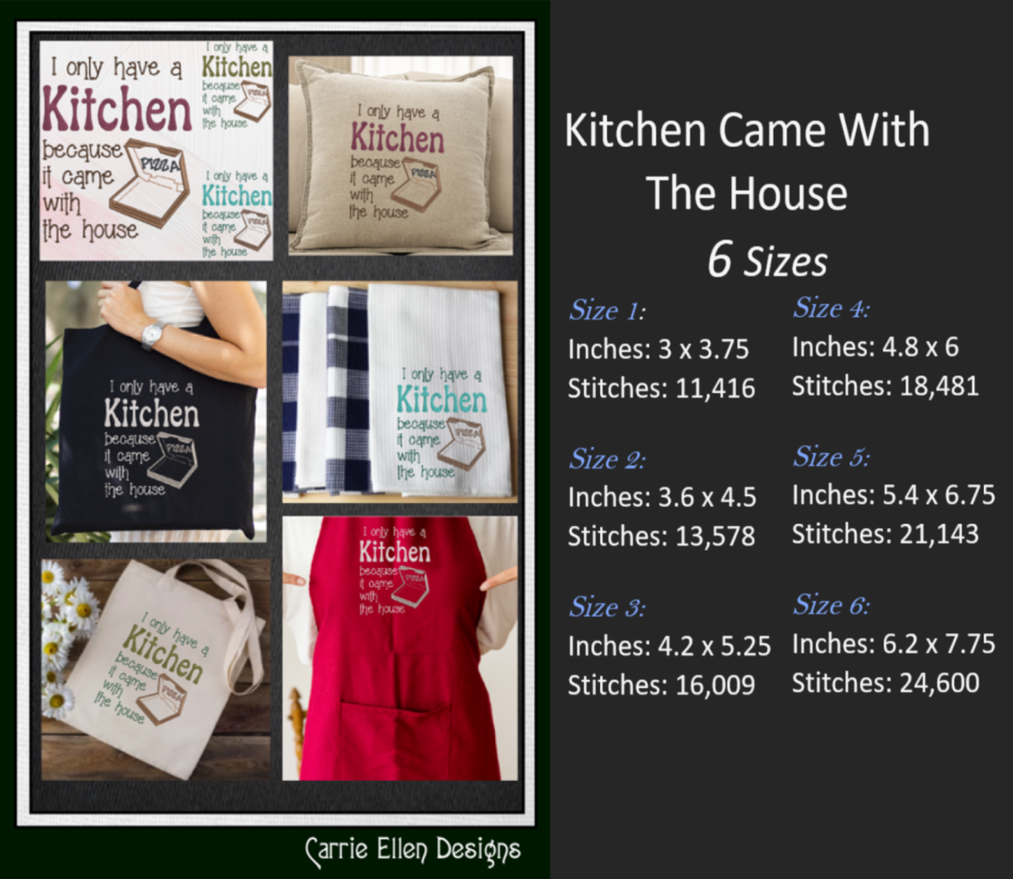 The Kitchen Came with the House – Funny Machine Embroidery Design Saying | 6 Sizes (2372)
