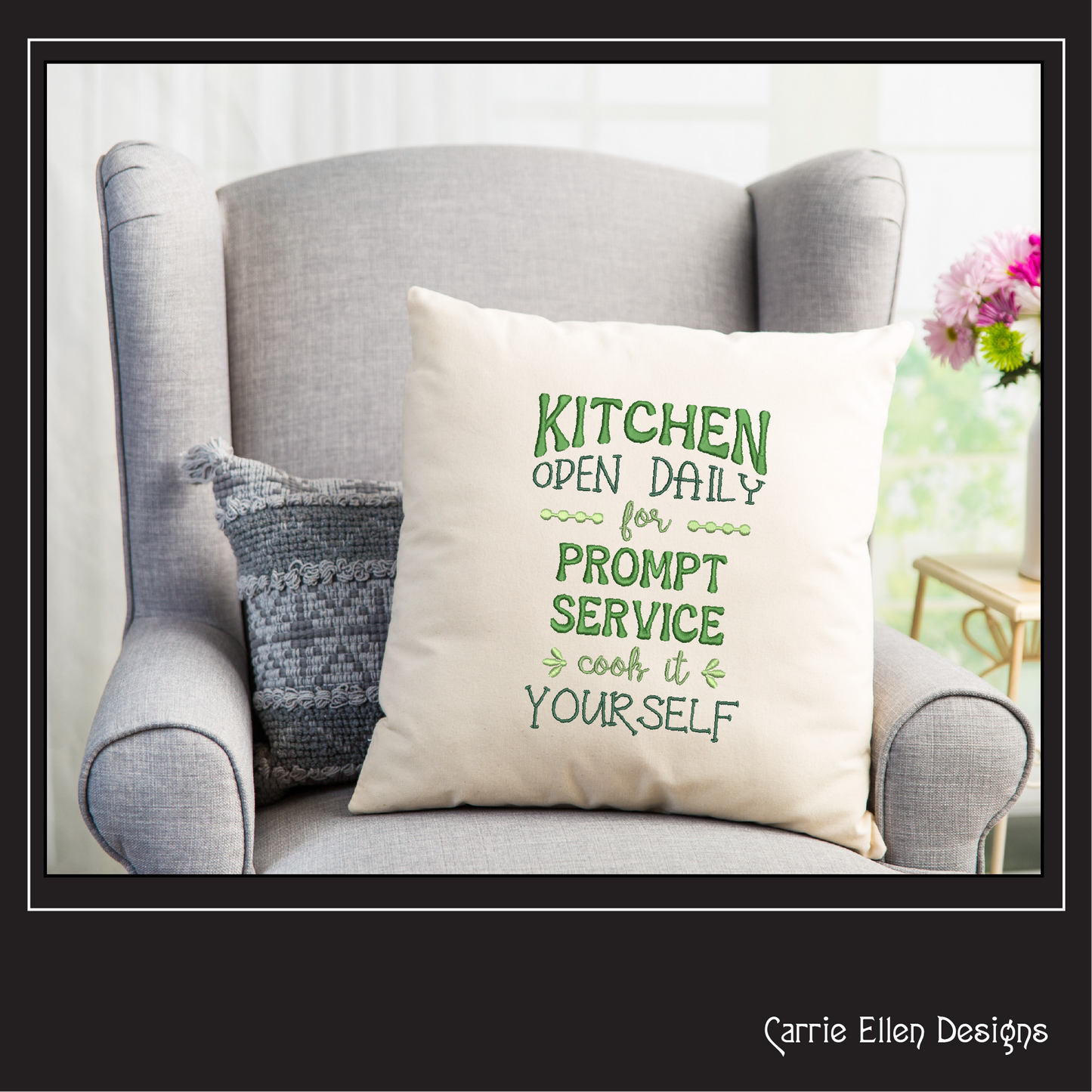 Kitchen Open Daily Machine Embroidery Design, Funny Sarcastic Sayings Design, Home and Garden, 6 Sizes (2373)
