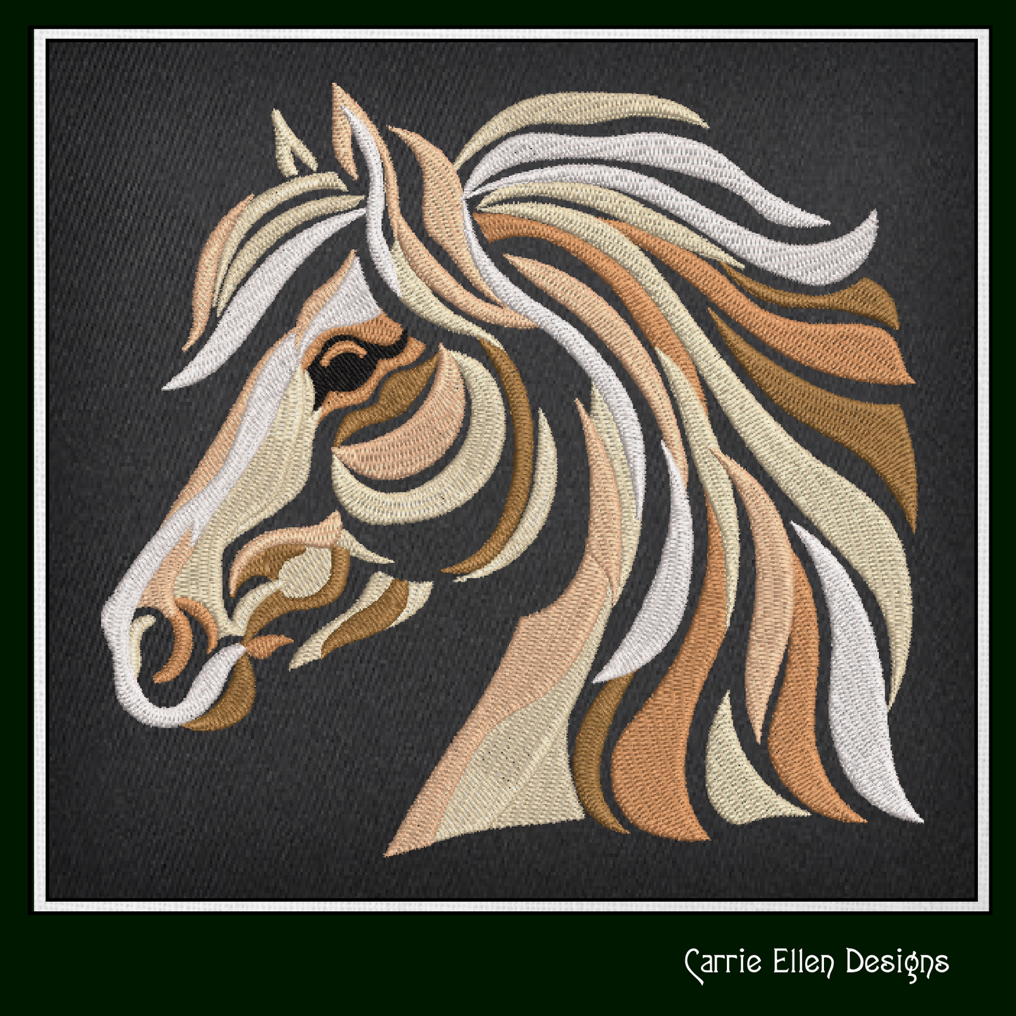 Abstract Horse Machine Embroidery Design – Stallion Profile Equestrian Pattern | 6 Sizes (2376)