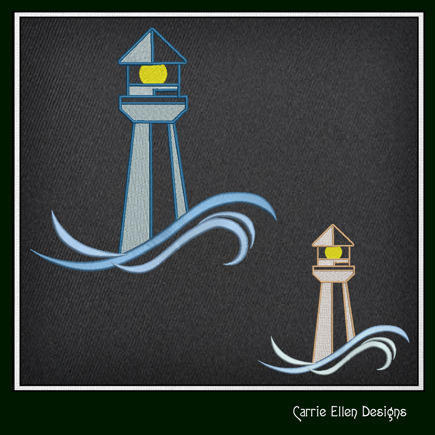Lighthouse Machine Embroidery Design, Coastal Light House Island Embroidery Design, Seaside Landscape, 6 Sizes (2377)