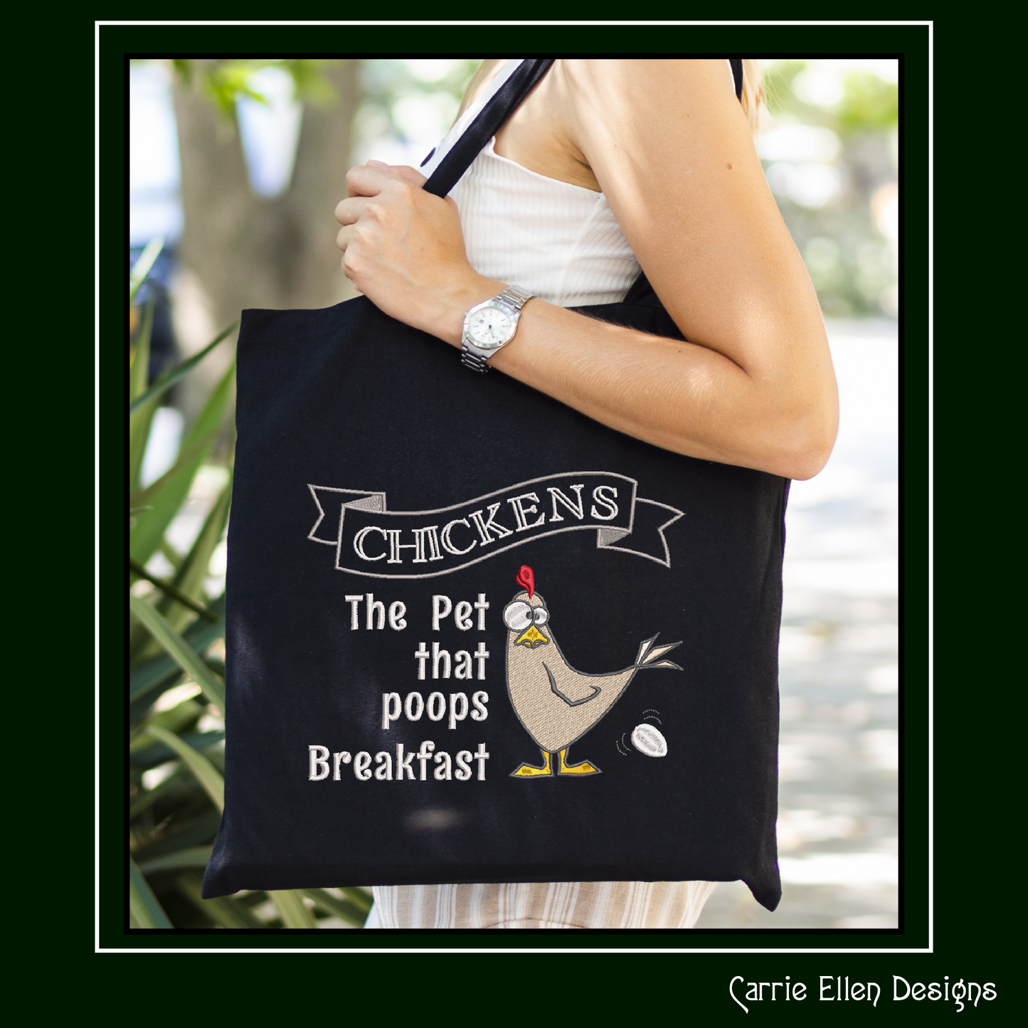 Chickens The Pet That Poops Breakfast, Machine Embroidery Design, Sarcastic Chicken Saying, Funny Silly Bird, 6 Sizes (2400)
