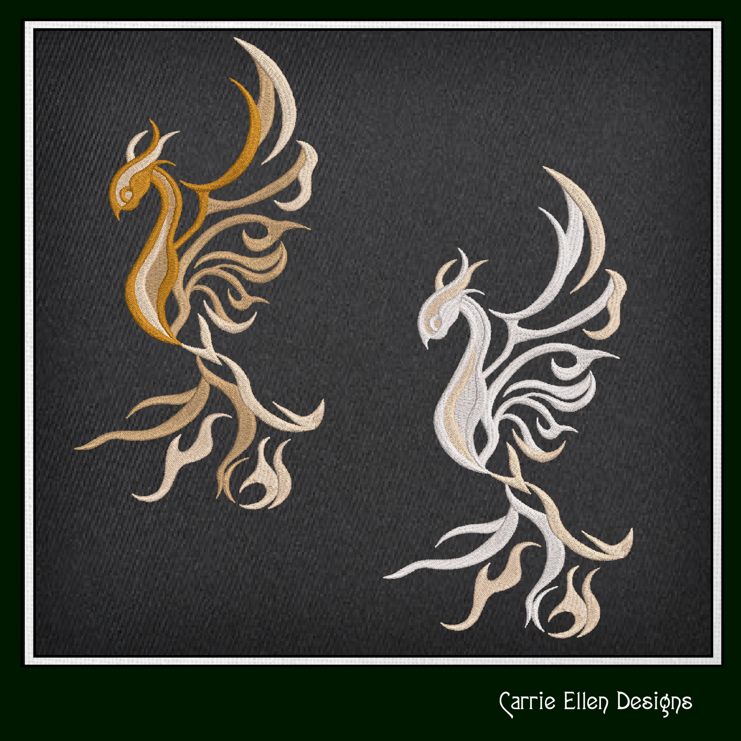 Phoenix Rising – Abstract Machine Embroidery Design | Colorful Mythic Fire Bird, 6 Sizes (2416)