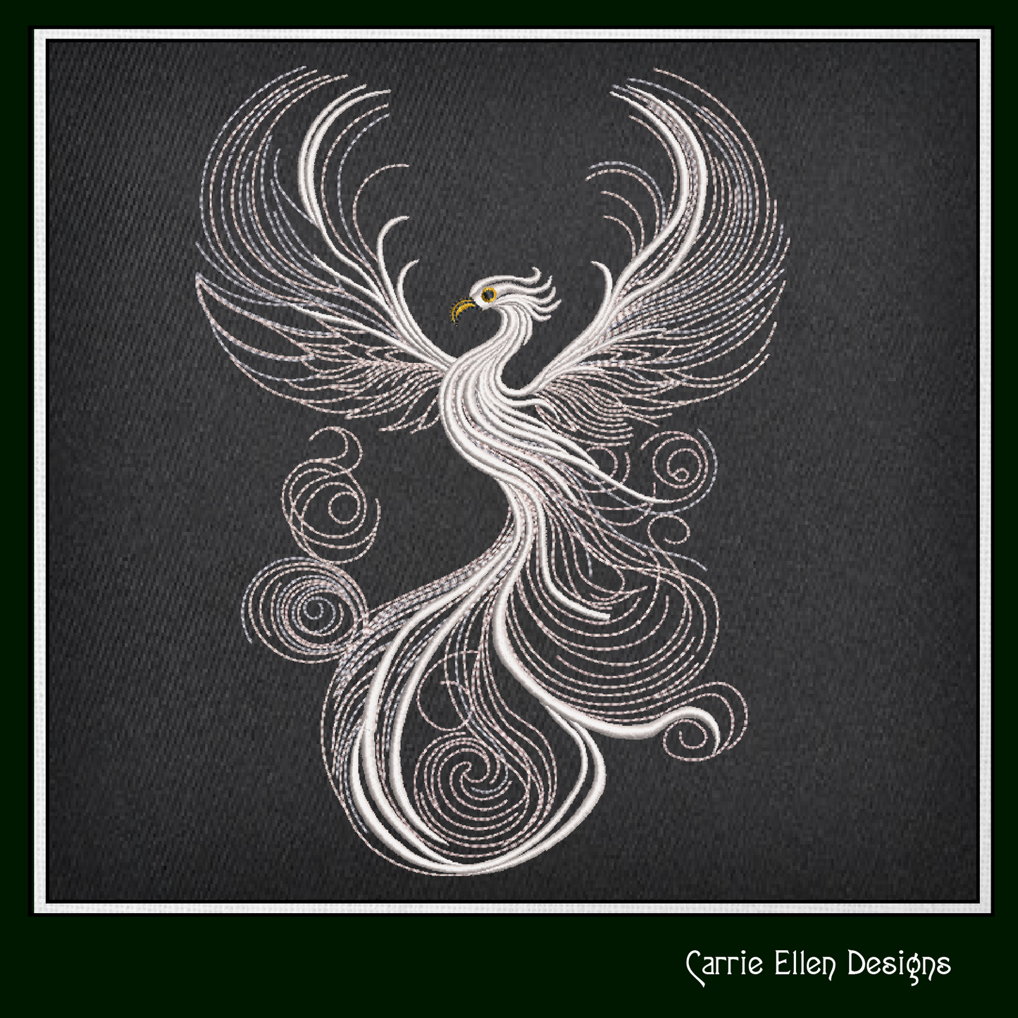 Phoenix Firebird Machine Embroidery Design | Artistic Colorful Mythic Fire Bird Line Art, 6 Sizes (2417)