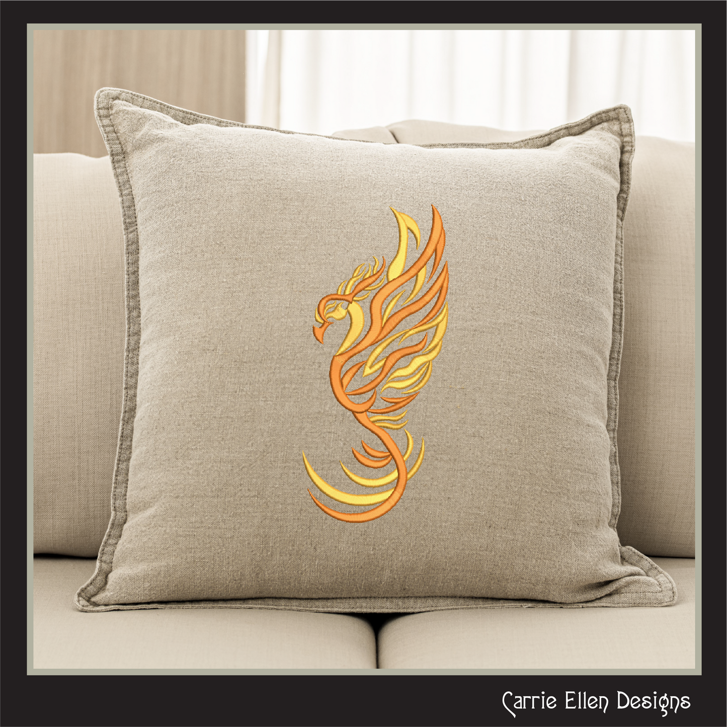 Phoenix Firebird – Artistic & Colorful Machine Embroidery Design | Mythic Fantasy Bird, 6 Sizes (2425)