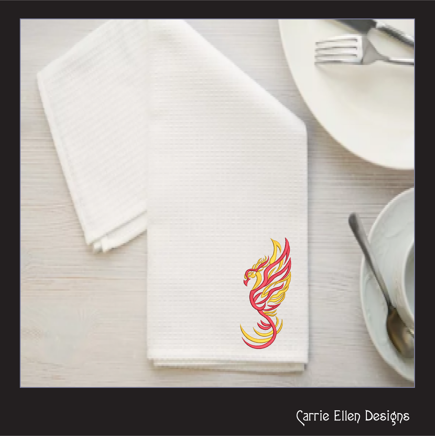 Phoenix Firebird – Artistic & Colorful Machine Embroidery Design | Mythic Fantasy Bird, 6 Sizes (2425)