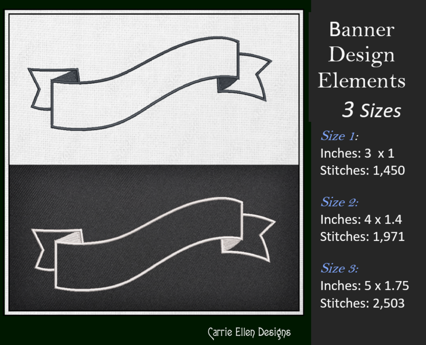 Banner Machine Embroidery Design Bundle – Flags and Banners Design Element Collection, 6 Designs, 3 Sizes Each (2433)