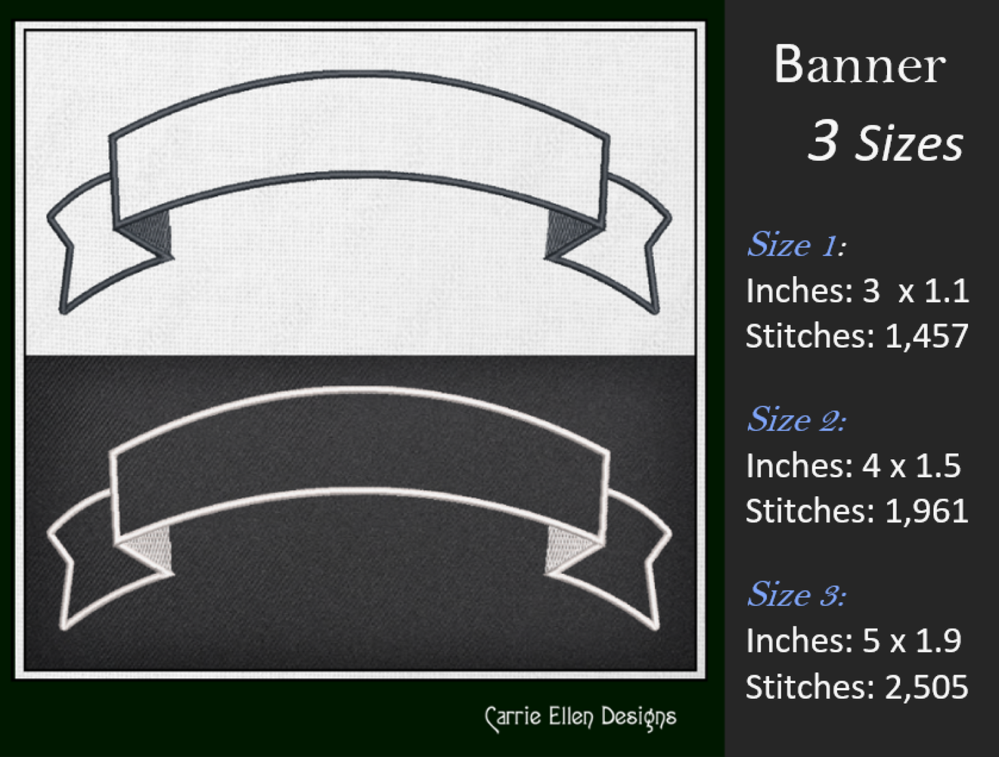 Banner Machine Embroidery Design Bundle – Flags and Banners Design Element Collection, 6 Designs, 3 Sizes Each (2433)