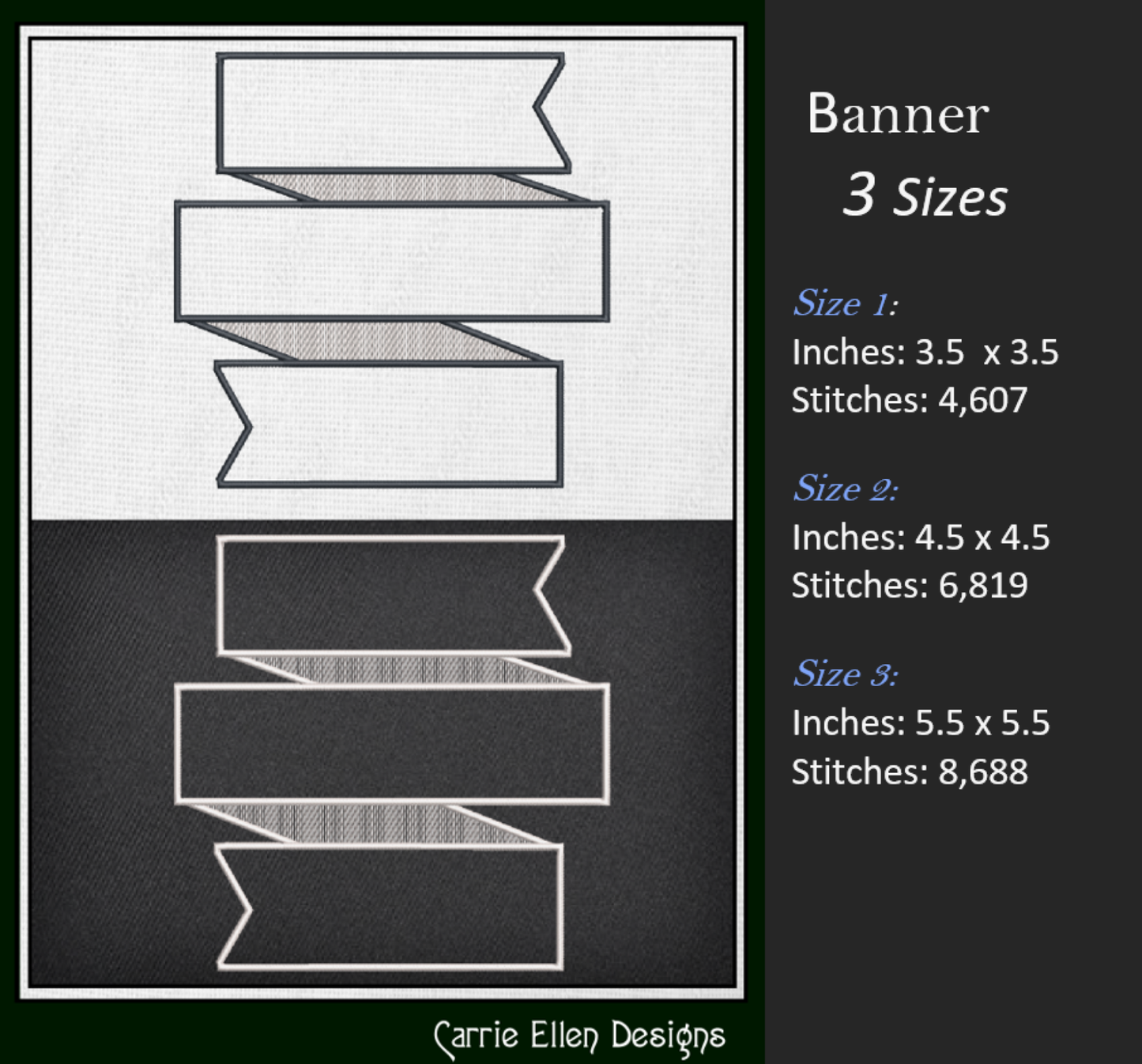 Banner Machine Embroidery Design Bundle – Flags and Banners Design Element Collection, 6 Designs, 3 Sizes Each (2433)