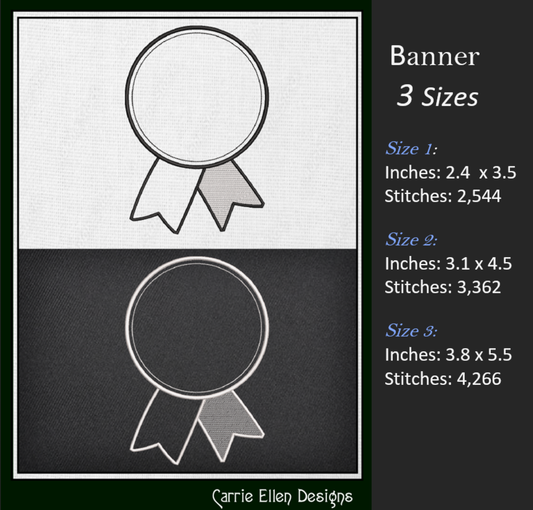 Banner Machine Embroidery Design Bundle – Flags and Banners Design Element Collection, 6 Designs, 3 Sizes Each (2433)