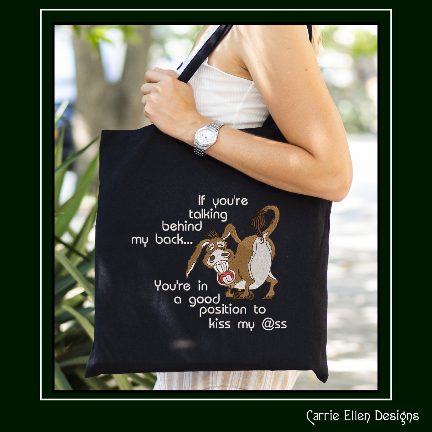Good Position to Kiss My @ss – Snarky and Sassy Donkey Machine Embroidery Design | 6 Sizes (2438)