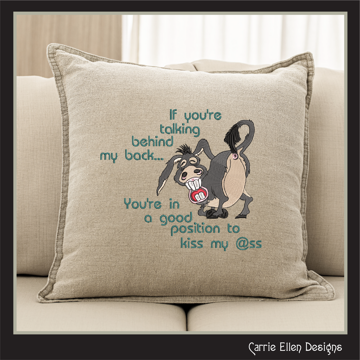 Good Position to Kiss My @ss – Snarky and Sassy Donkey Machine Embroidery Design | 6 Sizes (2438)