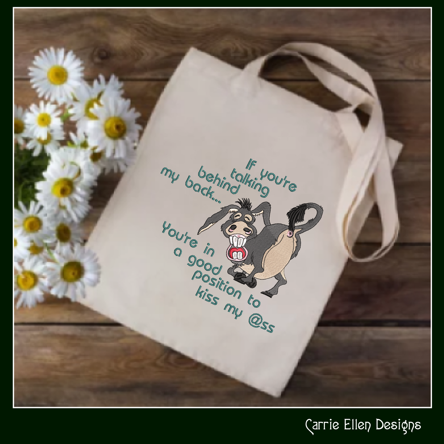 Good Position to Kiss My @ss – Snarky and Sassy Donkey Machine Embroidery Design | 6 Sizes (2438)