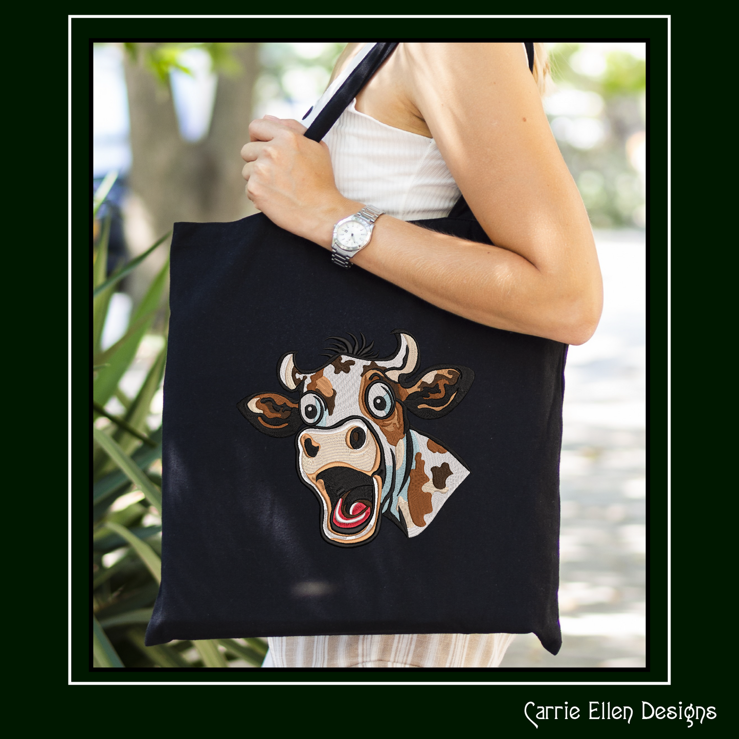 Surprised Cow Machine Embroidery Design – Funny Farm Animal Pattern | 4 Sizes (2472)
