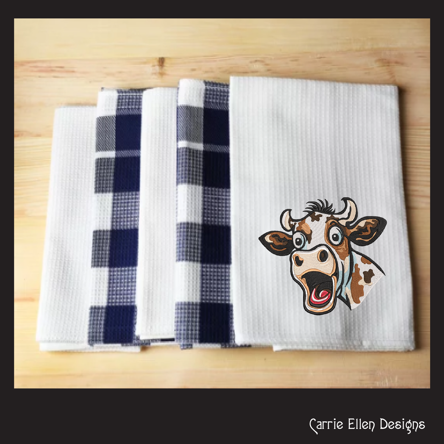 Surprised Cow Machine Embroidery Design – Funny Farm Animal Pattern | 4 Sizes (2472)