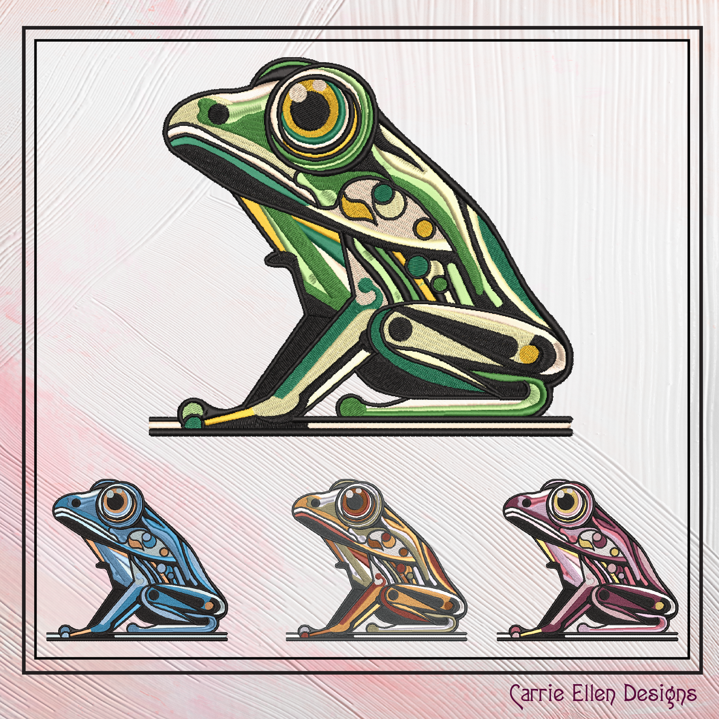 Abstract Frog Machine Embroidery Design – Artistic Toad Pattern | 4 Sizes (2478)