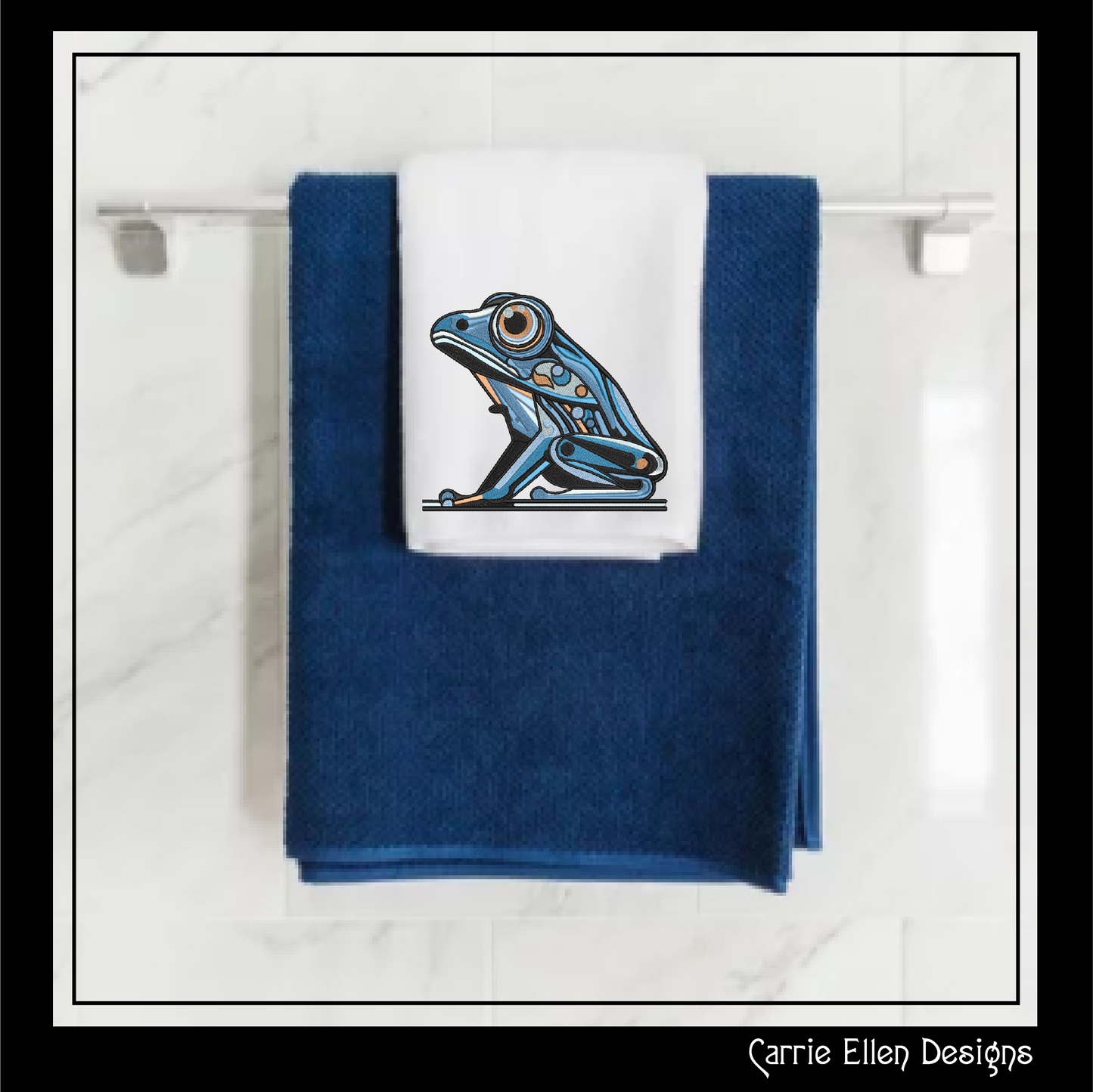 Abstract Frog Machine Embroidery Design – Artistic Toad Pattern | 4 Sizes (2478)