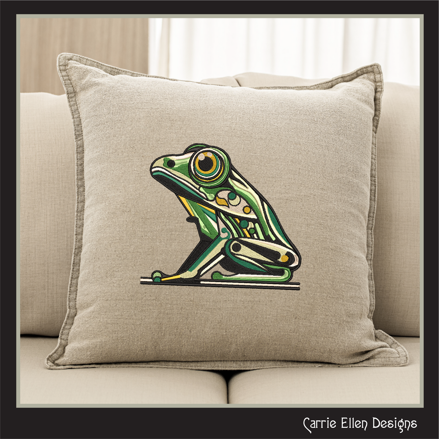 Abstract Frog Machine Embroidery Design – Artistic Toad Pattern | 4 Sizes (2478)