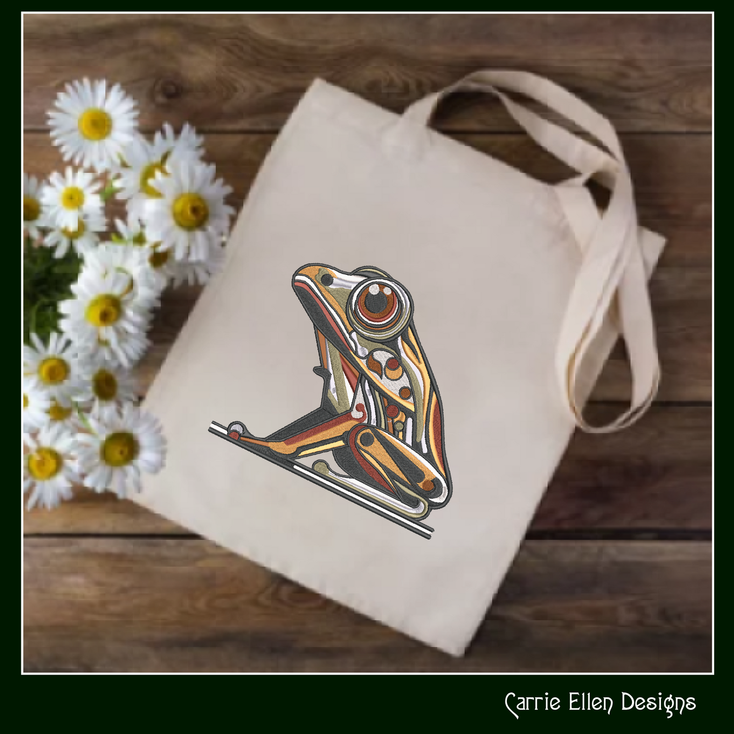 Abstract Frog Machine Embroidery Design – Artistic Toad Pattern | 4 Sizes (2478)
