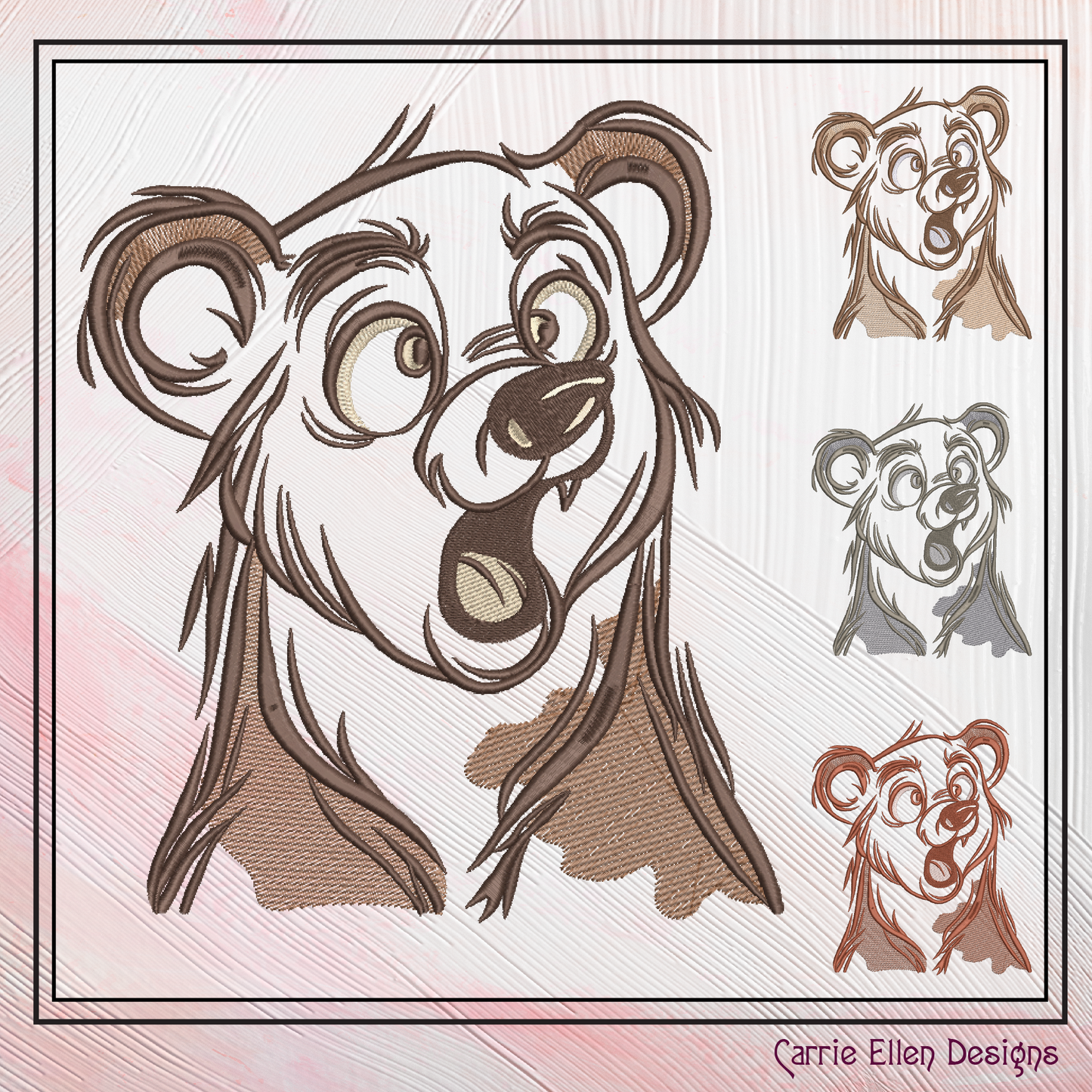 Surprised Bear Machine Embroidery Design – Funny Cartoon Wildlife Animal Pattern, 6 Sizes (2484)