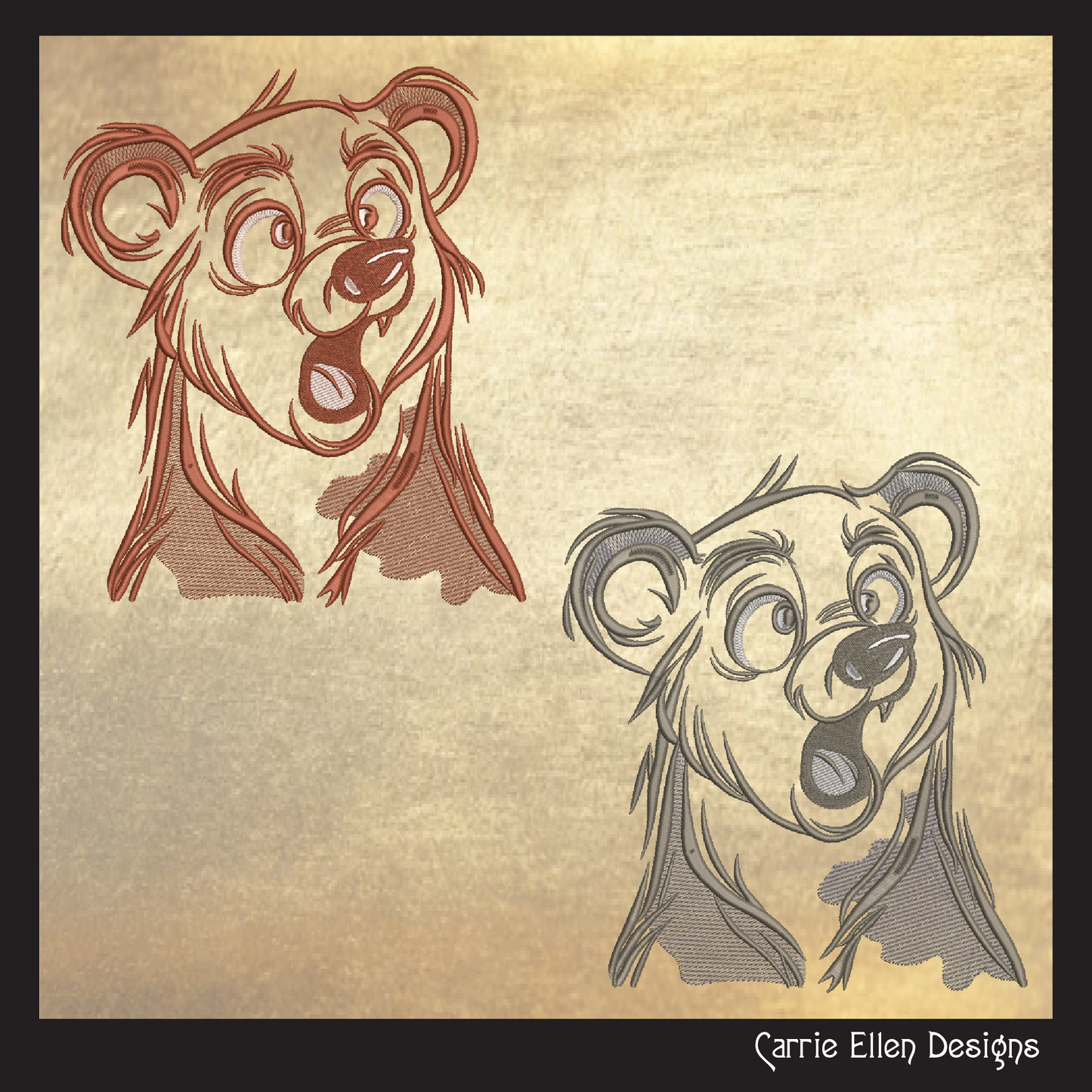 Surprised Bear Machine Embroidery Design – Funny Cartoon Wildlife Animal Pattern, 6 Sizes (2484)