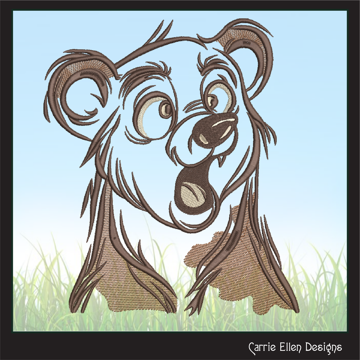Surprised Bear Machine Embroidery Design – Funny Cartoon Wildlife Animal Pattern, 6 Sizes (2484)