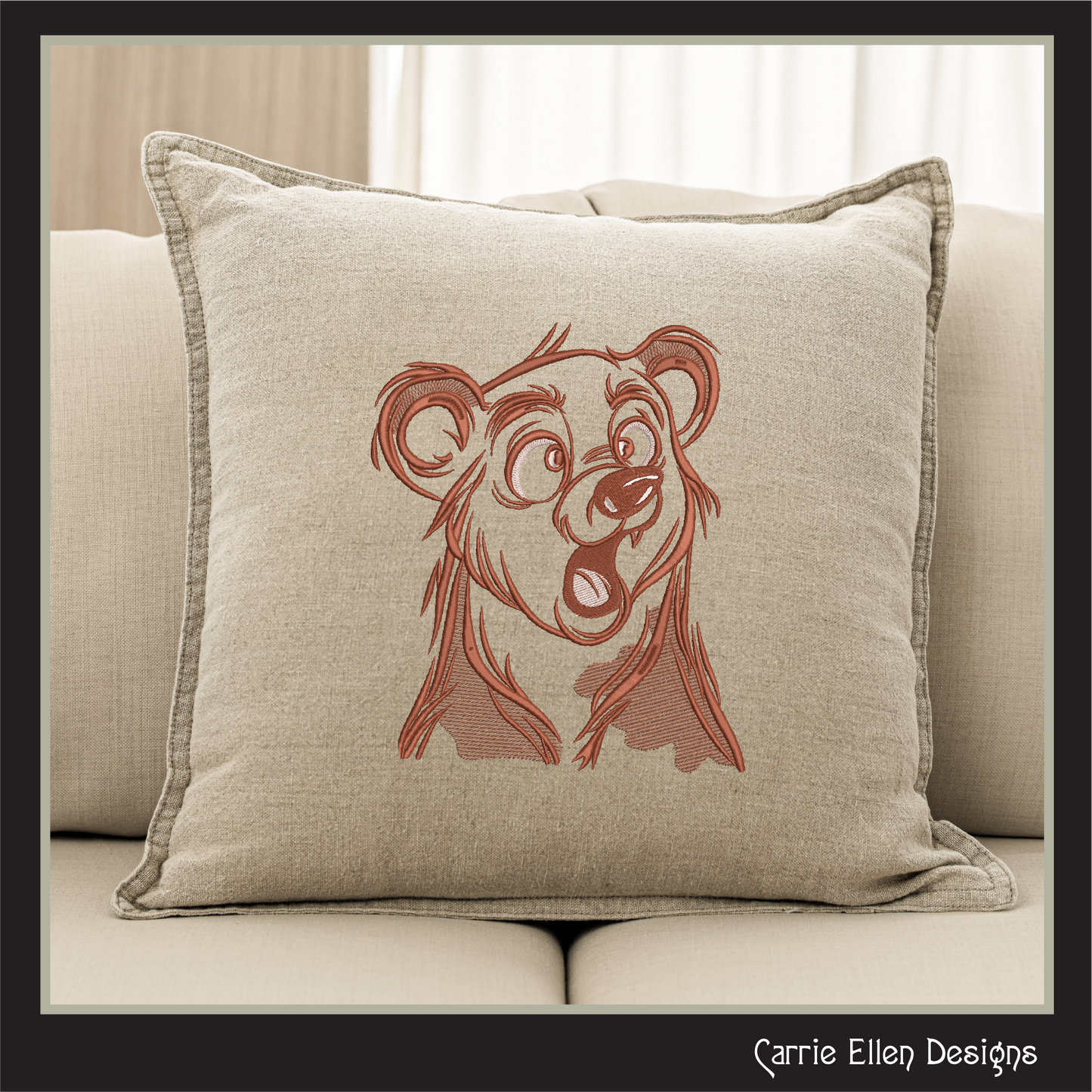 Surprised Bear Machine Embroidery Design – Funny Cartoon Wildlife Animal Pattern, 6 Sizes (2484)