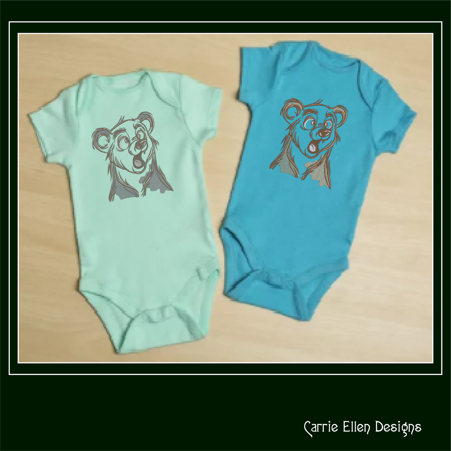 Surprised Bear Machine Embroidery Design – Funny Cartoon Wildlife Animal Pattern, 6 Sizes (2484)
