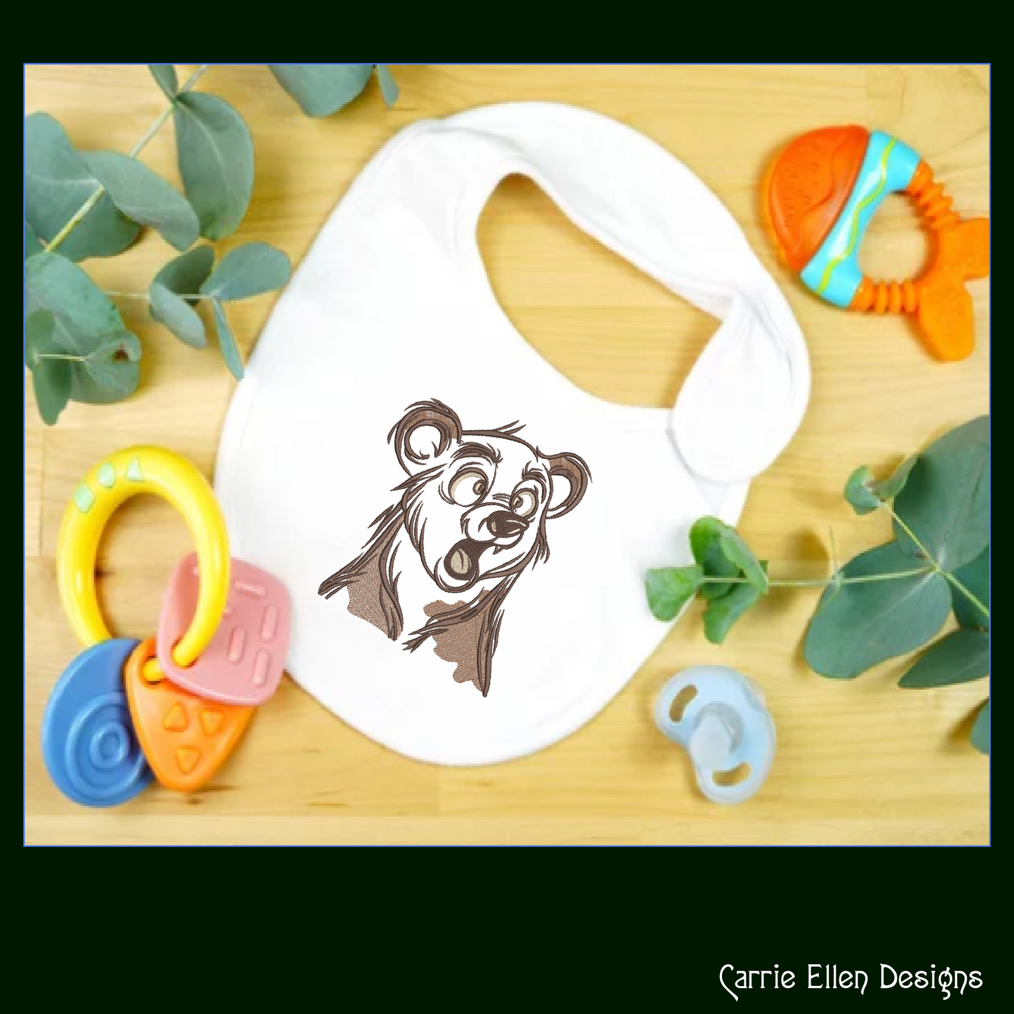 Surprised Bear Machine Embroidery Design – Funny Cartoon Wildlife Animal Pattern, 6 Sizes (2484)