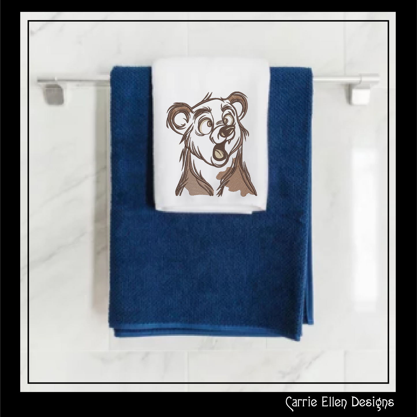 Surprised Bear Machine Embroidery Design – Funny Cartoon Wildlife Animal Pattern, 6 Sizes (2484)