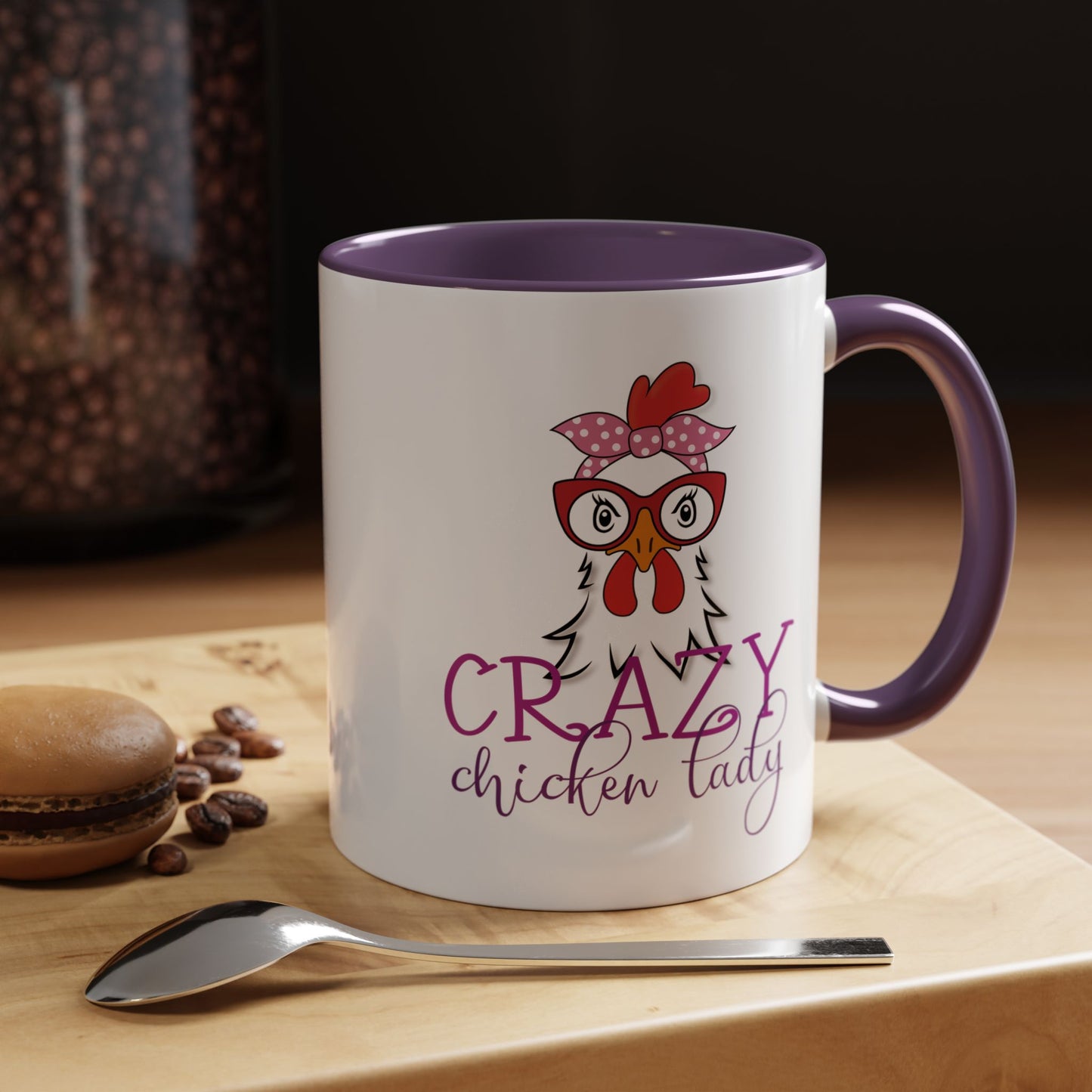 Crazy Chicken Lady Accent Coffee Mug | Funny Gift for Chicken Lovers, Farmhouse Décor | 11oz & 15oz (P-6077)