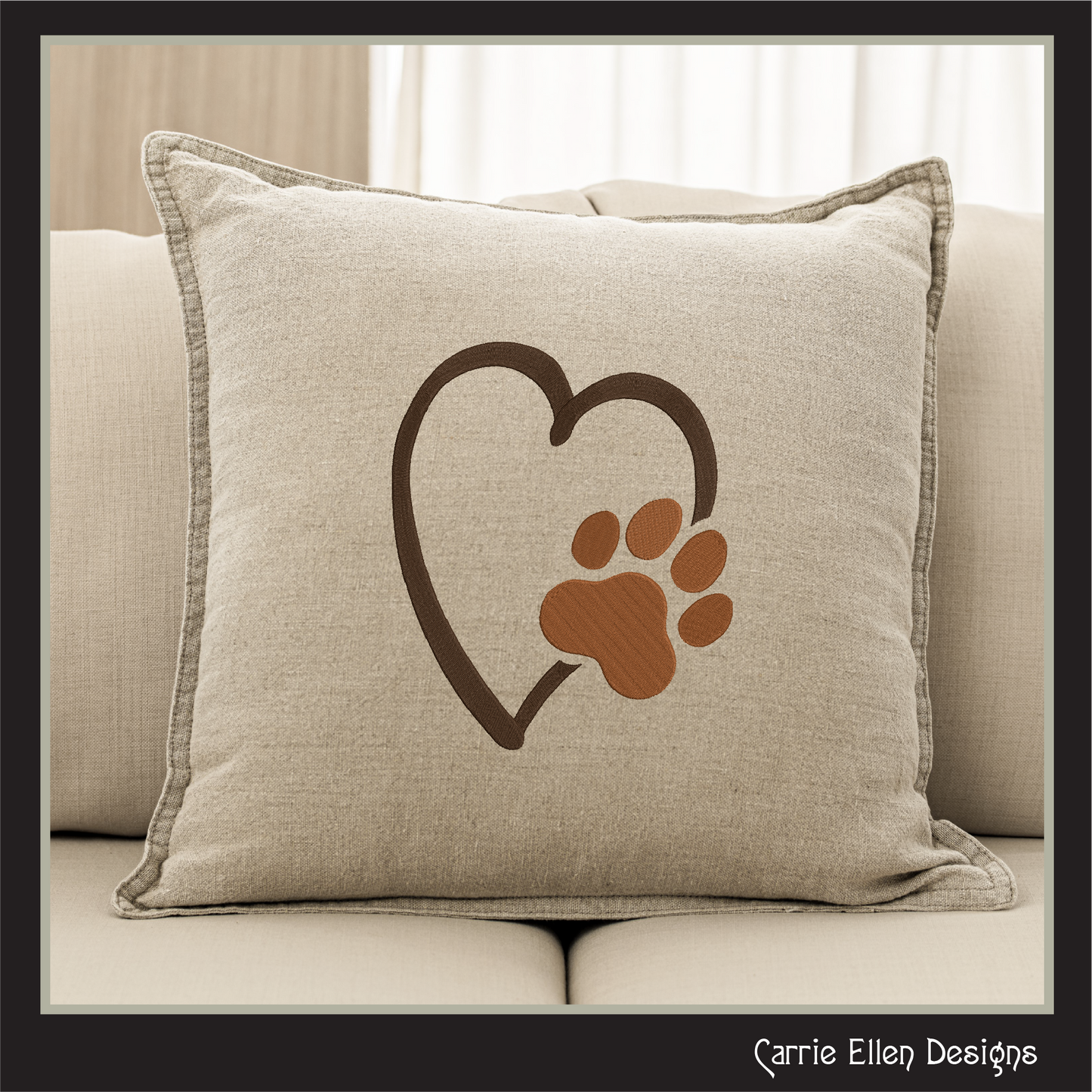 Dog Paw Machine Embroidery Design – Puppy & Dog Paw with Heart Pattern, Pet Lover Design, 6 Sizes (2491)