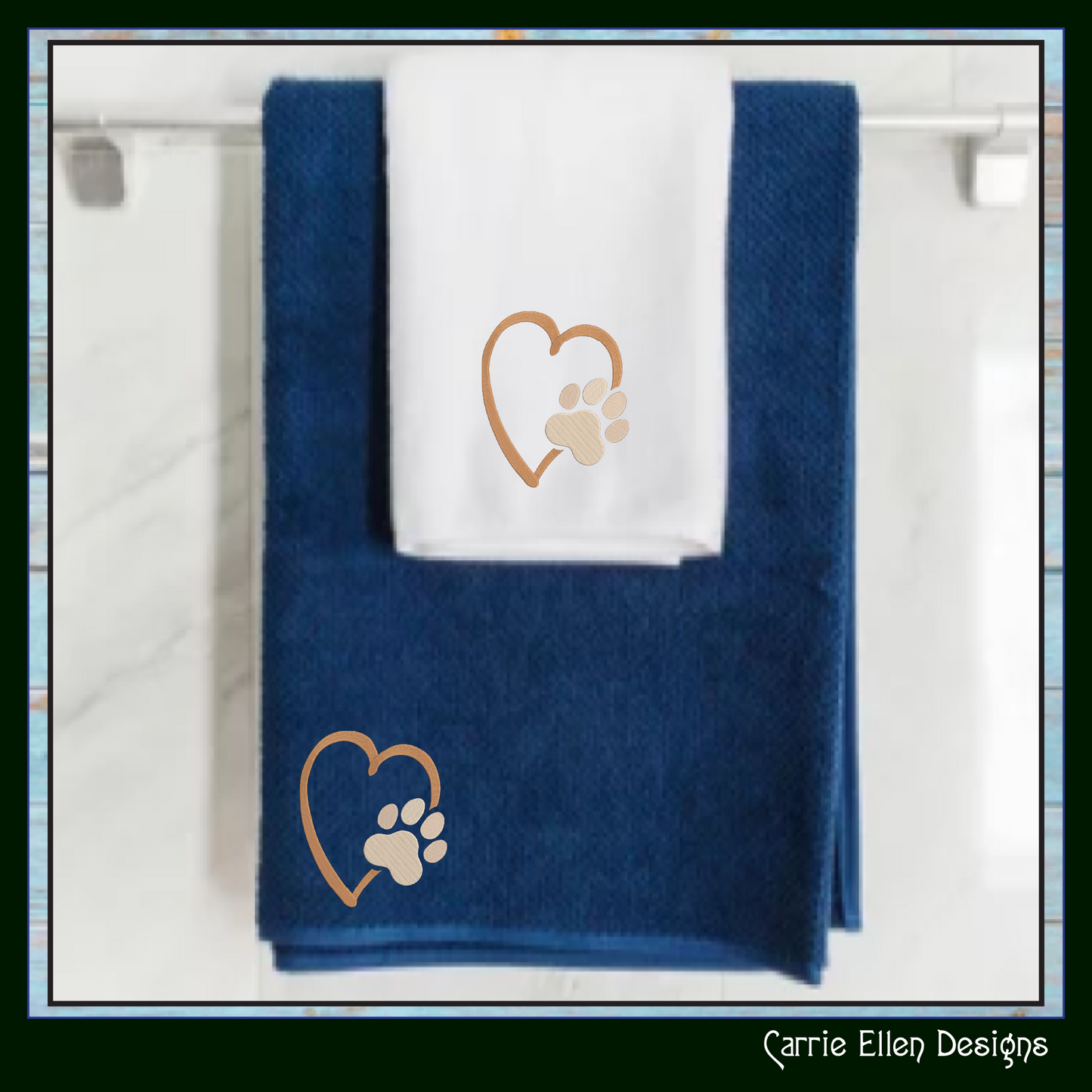 Dog Paw Machine Embroidery Design – Puppy & Dog Paw with Heart Pattern, Pet Lover Design, 6 Sizes (2491)