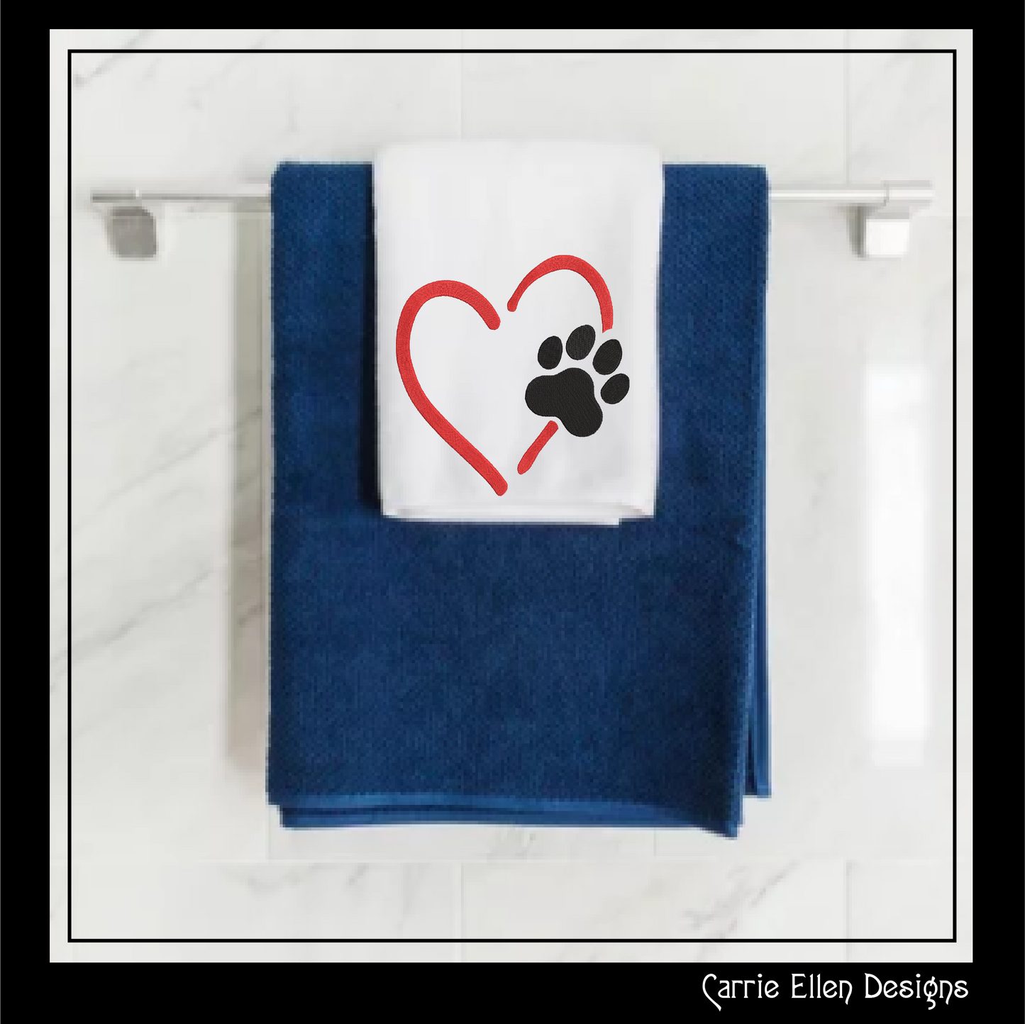 Dog Paw Machine Embroidery Design – Puppy & Dog Paw with Heart Pattern, Pet Lover Design, 6 Sizes (2492)