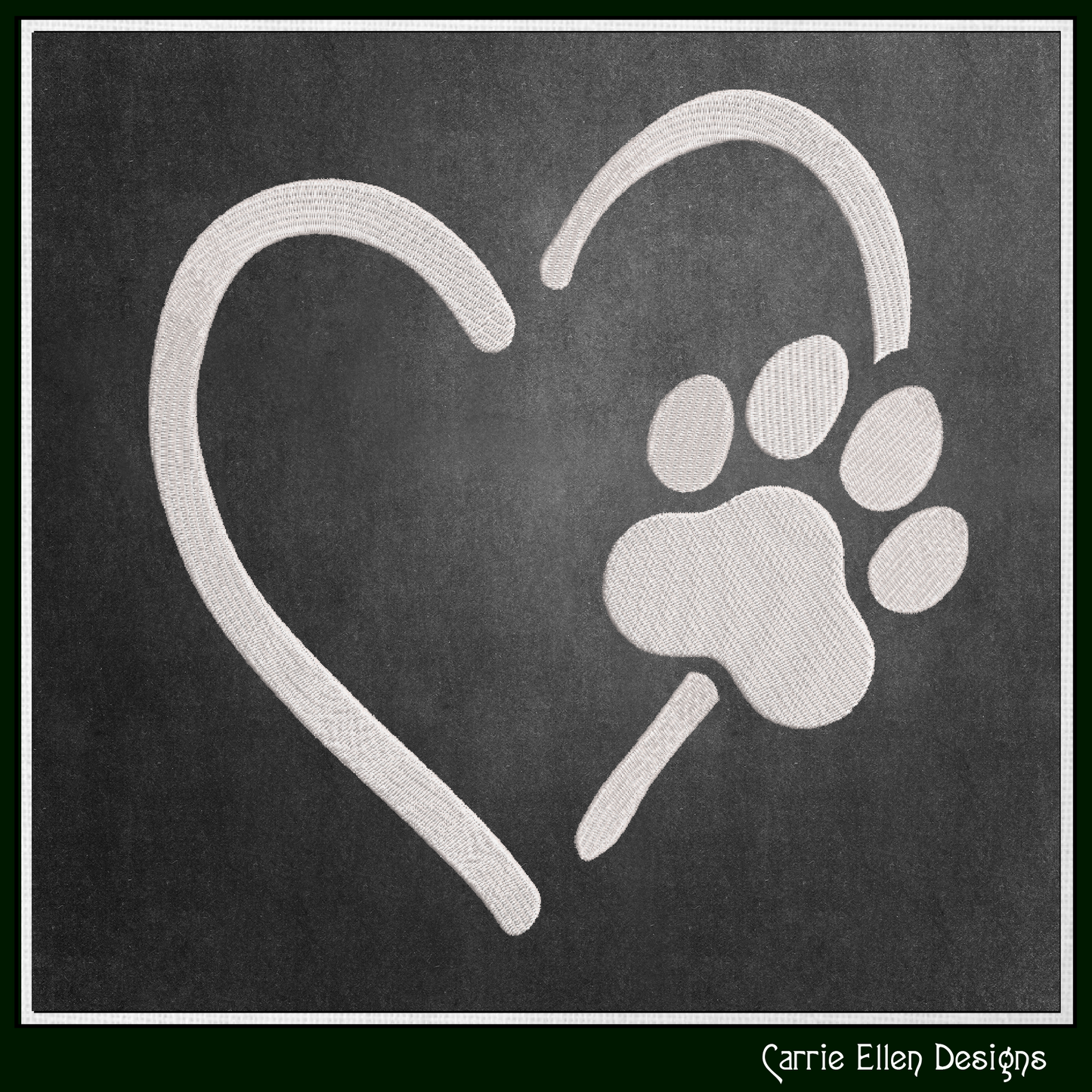Dog Paw Machine Embroidery Design – Puppy & Dog Paw with Heart Pattern, Pet Lover Design, 6 Sizes (2492)