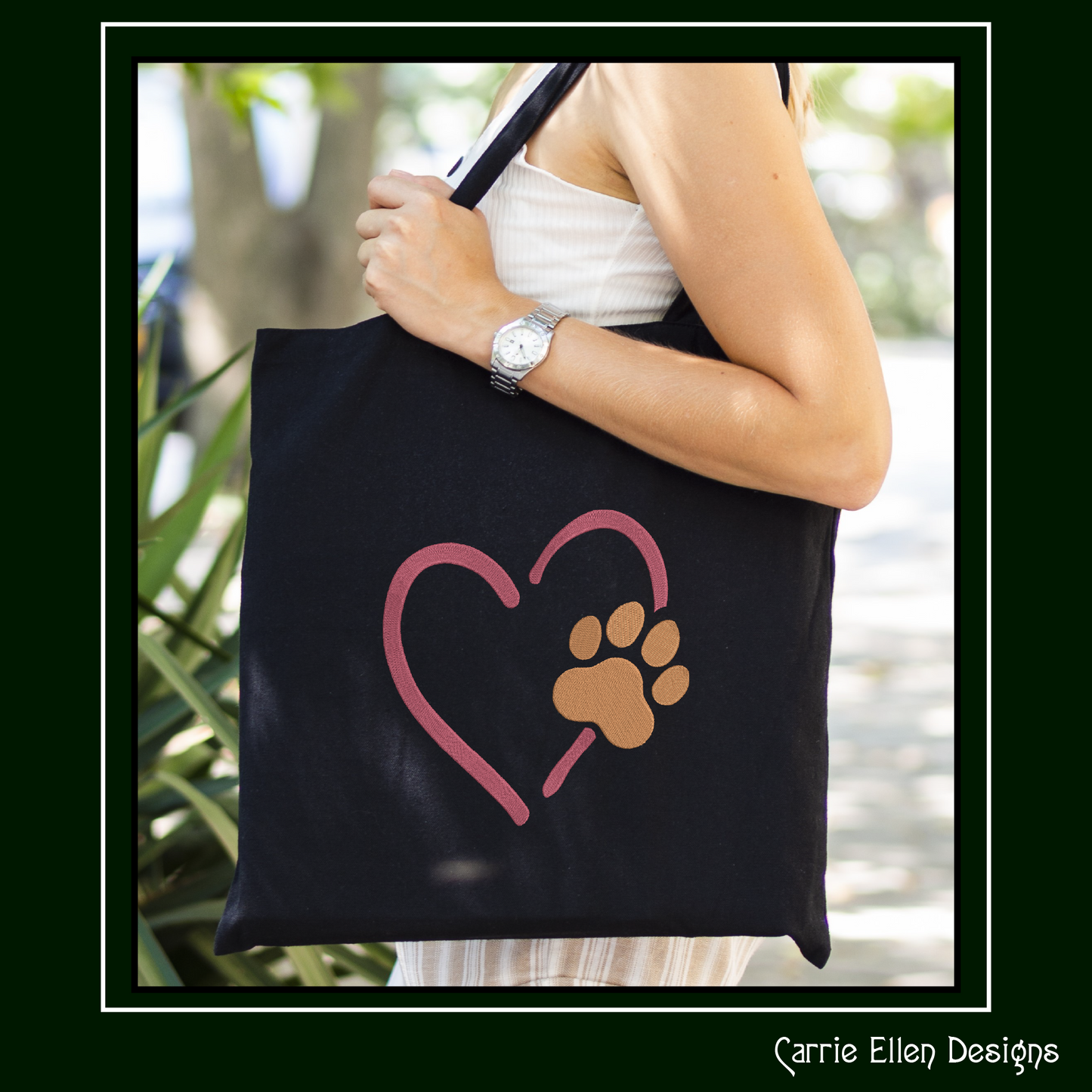 Dog Paw Machine Embroidery Design – Puppy & Dog Paw with Heart Pattern, Pet Lover Design, 6 Sizes (2492)