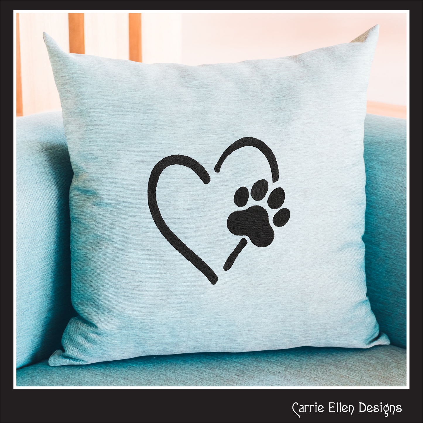 Dog Paw Machine Embroidery Design – Puppy & Dog Paw with Heart Pattern, Pet Lover Design, 6 Sizes (2492)