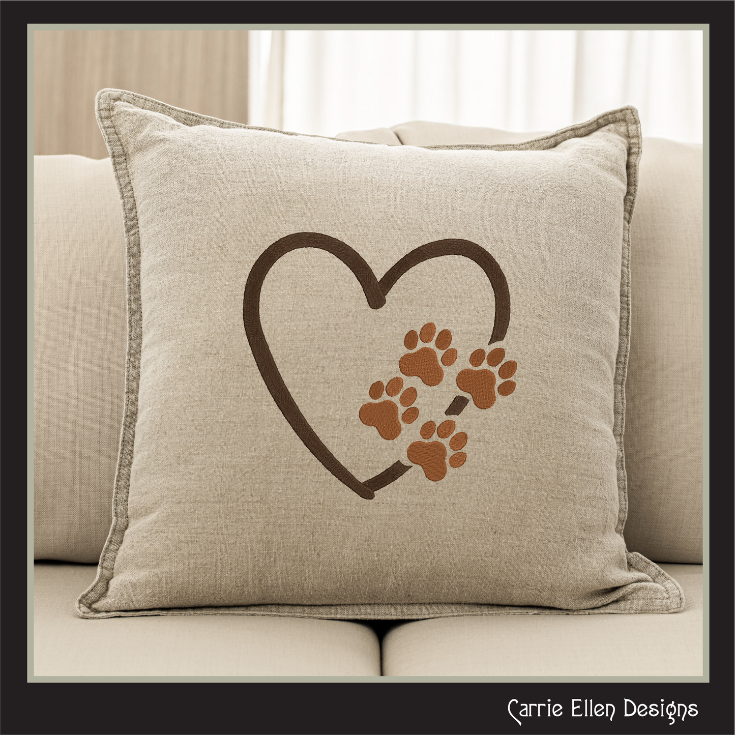 Dog Paw Machine Embroidery Design – Puppy & Dog Paw with Heart Pattern, Pet Lover Design, 6 Sizes (2493)