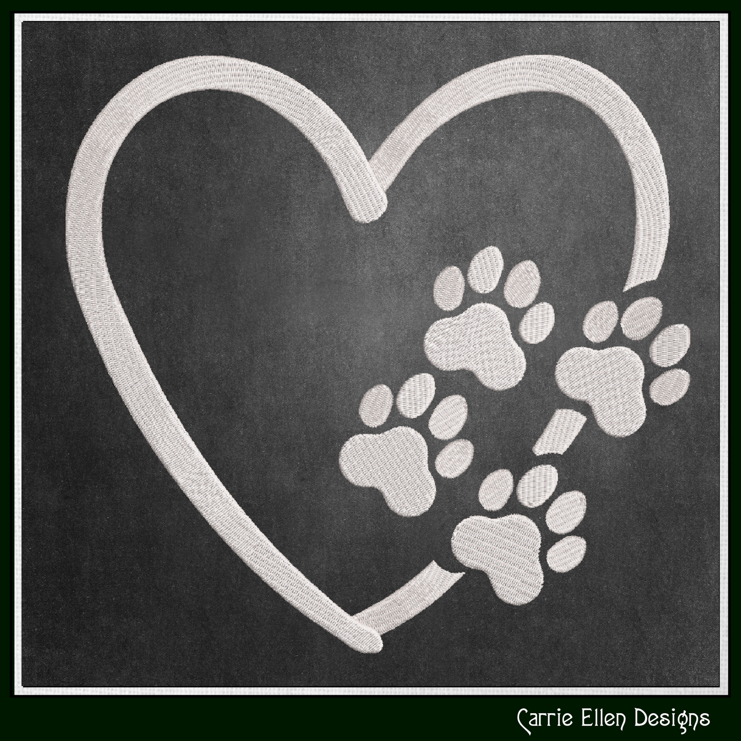 Dog Paw Machine Embroidery Design – Puppy & Dog Paw with Heart Pattern, Pet Lover Design, 6 Sizes (2493)