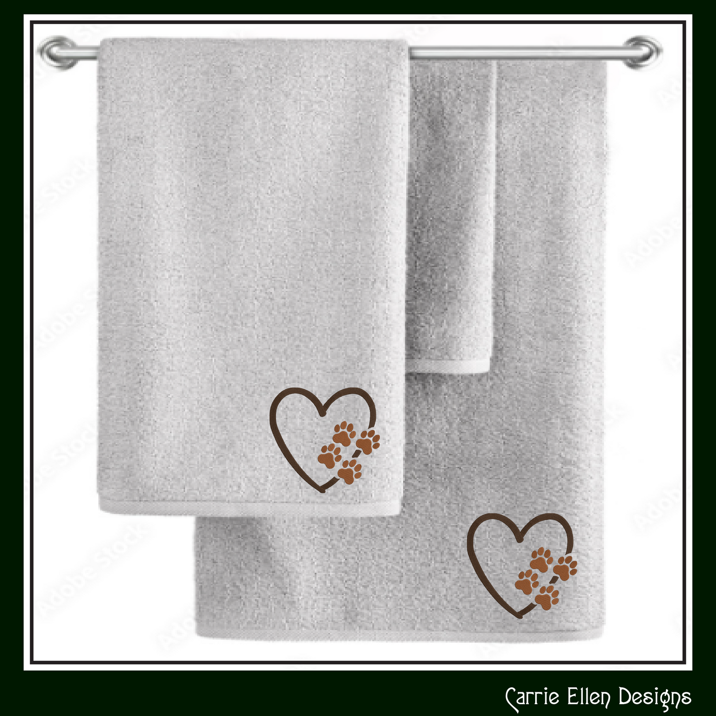 Dog Paw Machine Embroidery Design – Puppy & Dog Paw with Heart Pattern, Pet Lover Design, 6 Sizes (2493)