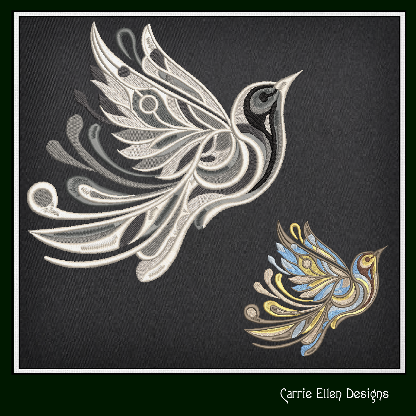 Artistic Dove Machine Embroidery Design – Abstract Bird Pattern, Universal Symbol of Peace, 4 Sizes (2495)