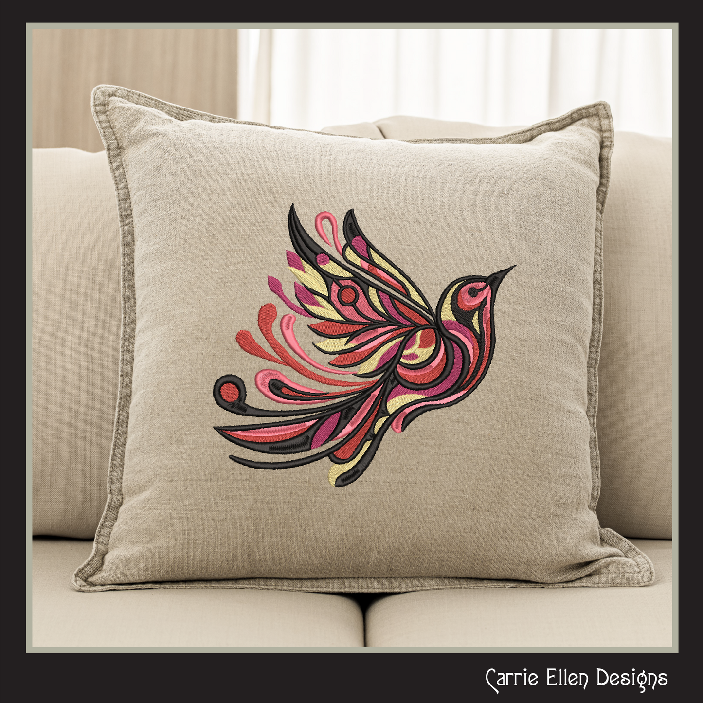 Artistic Dove Machine Embroidery Design – Abstract Bird Pattern, Universal Symbol of Peace, 4 Sizes (2495)