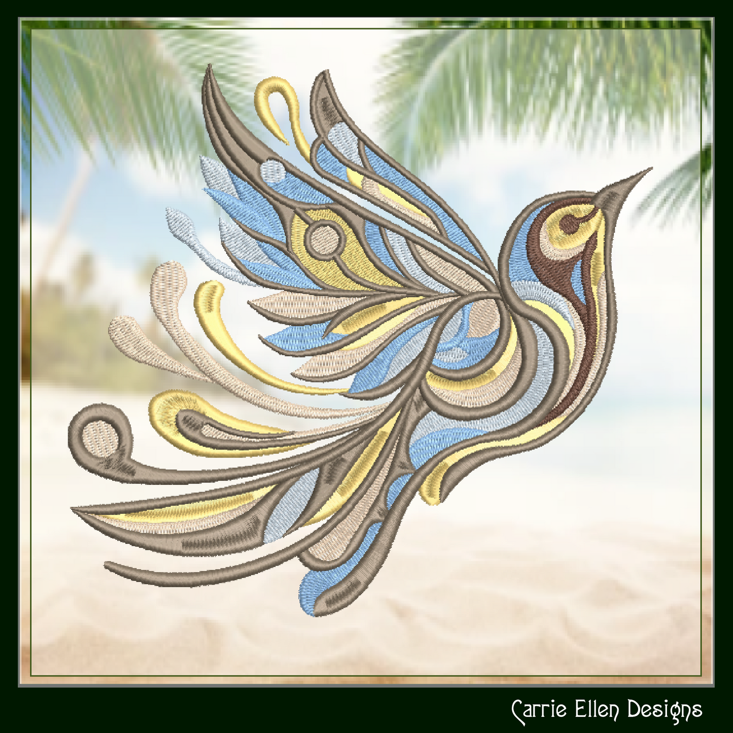 Artistic Dove Machine Embroidery Design – Abstract Bird Pattern, Universal Symbol of Peace, 4 Sizes (2495)