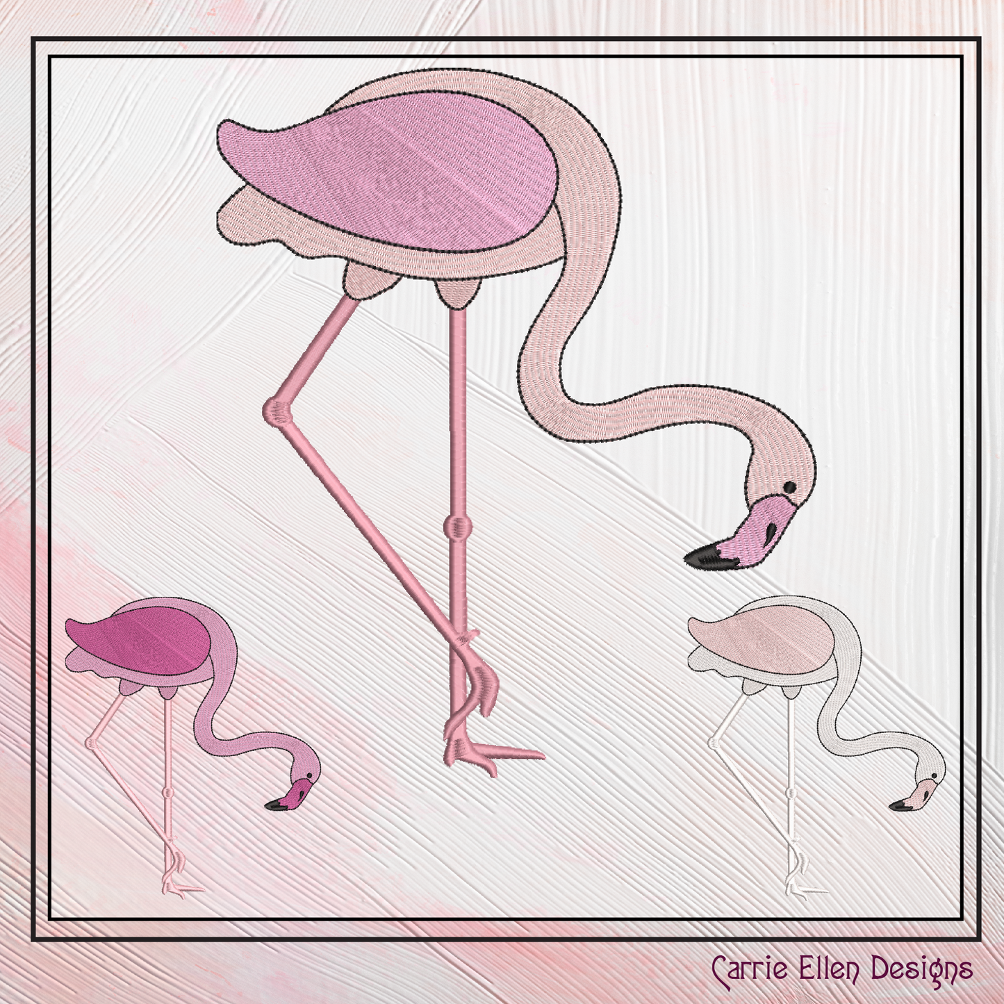 Flamingo Machine Embroidery Design – Whimsical Tropical Quirky Pink Bird, 6 Sizes (2498)